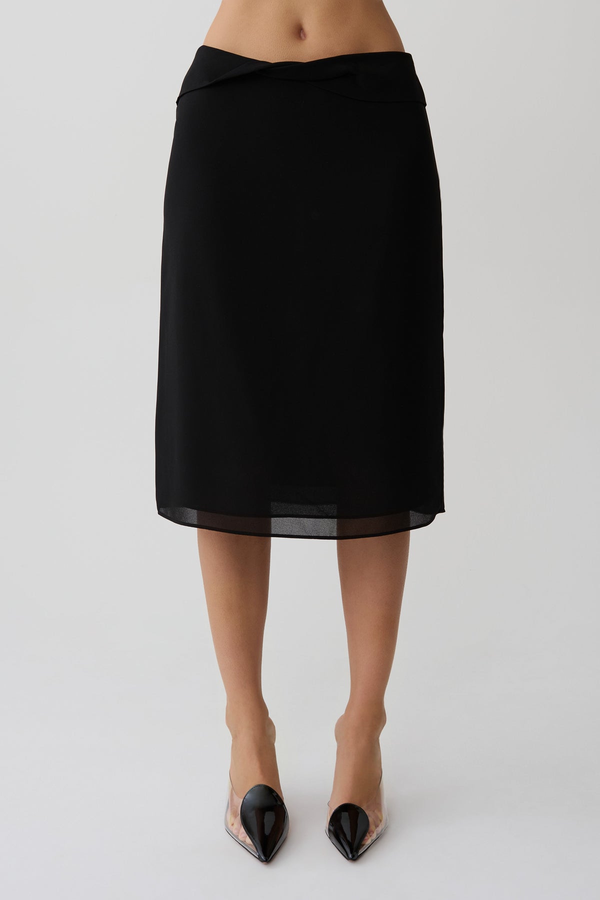 Chiffon Midi Skirt - Black
