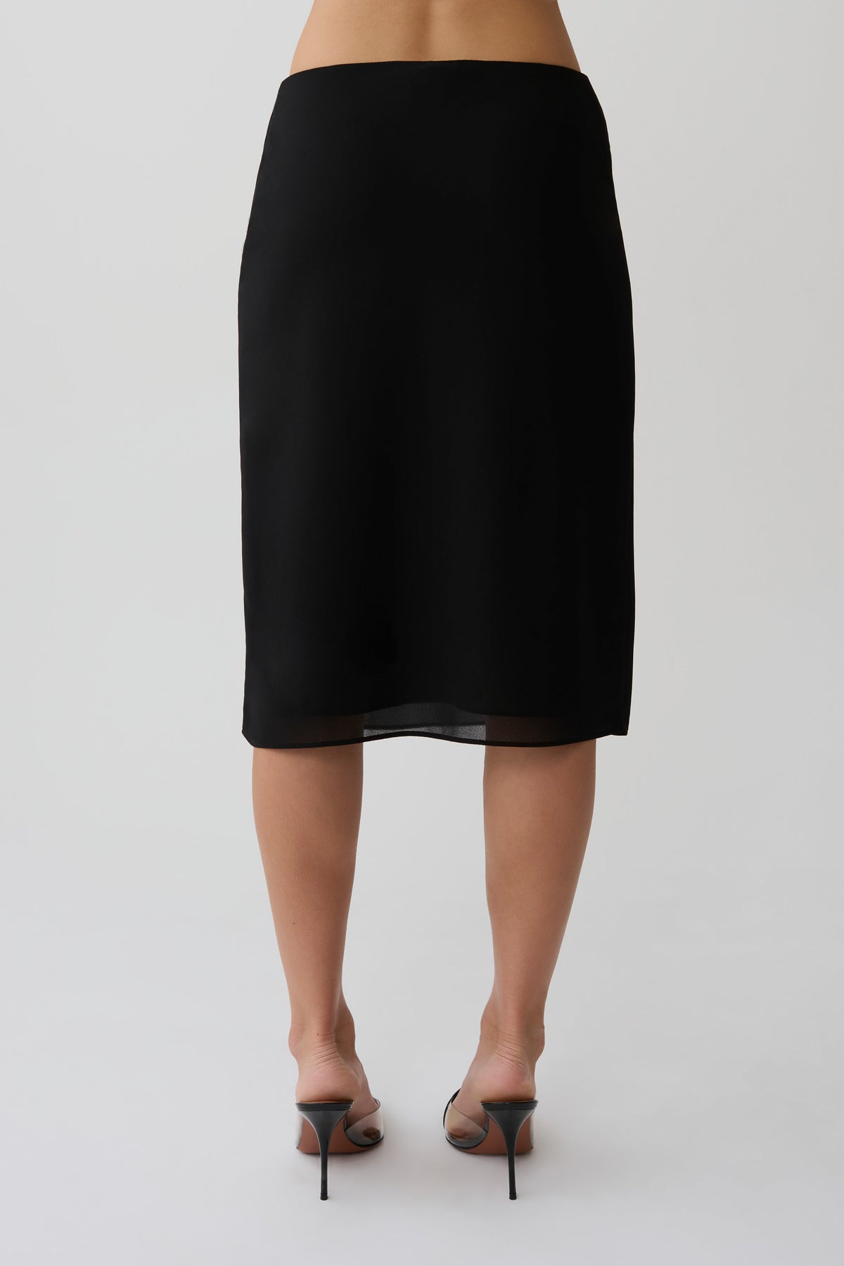 Chiffon Midi Skirt - Black
