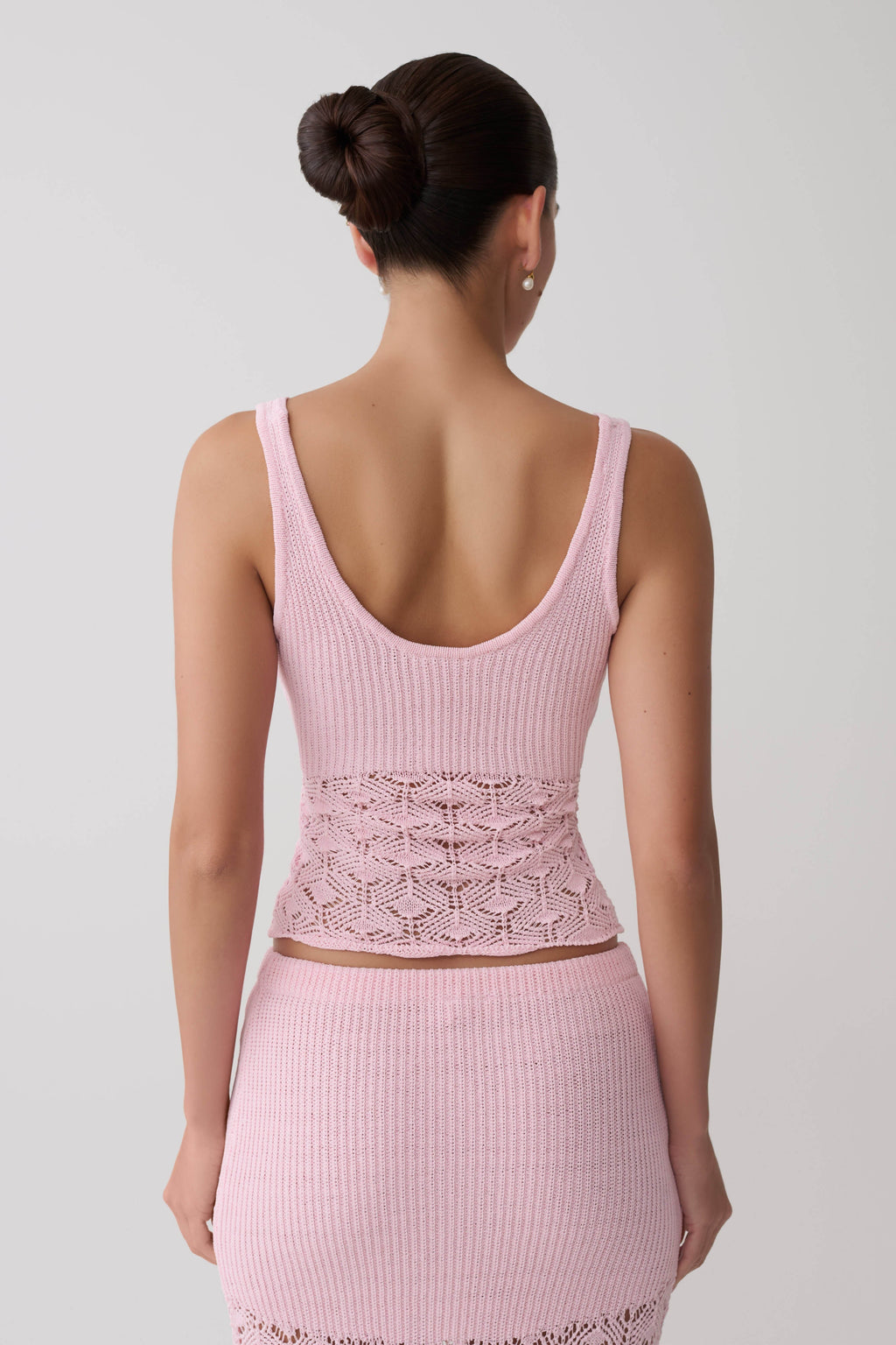 Crochet Knit Top - Baby Pink