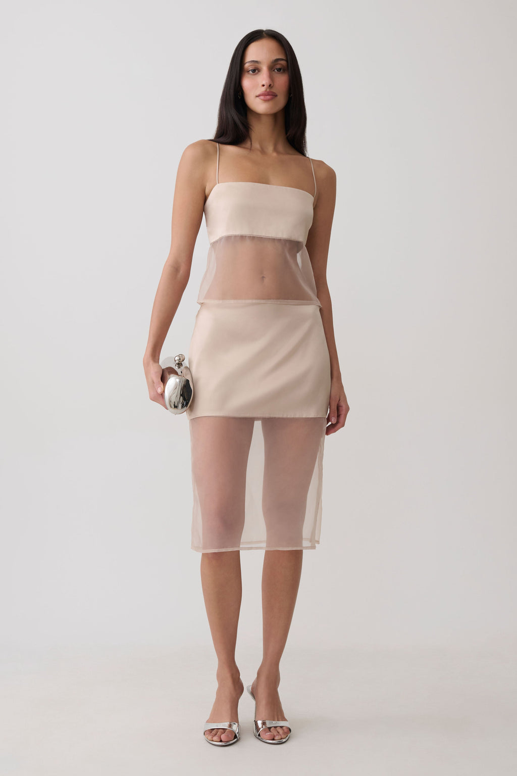Sheer Midi Skirt - Sand
