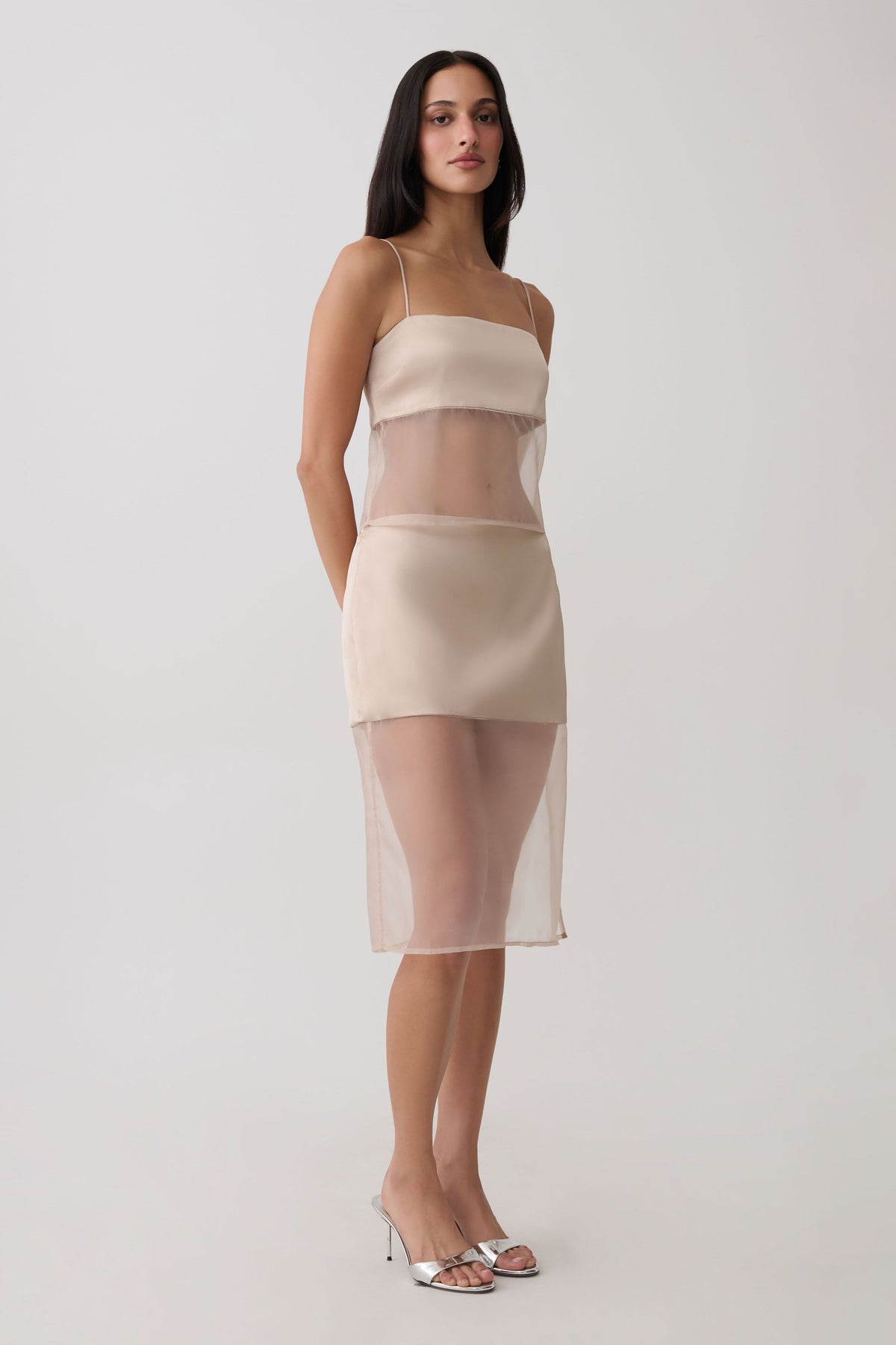 Sheer Midi Skirt - Sand