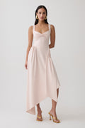 Asymmetric Hem Midi Dress - Muted Pink