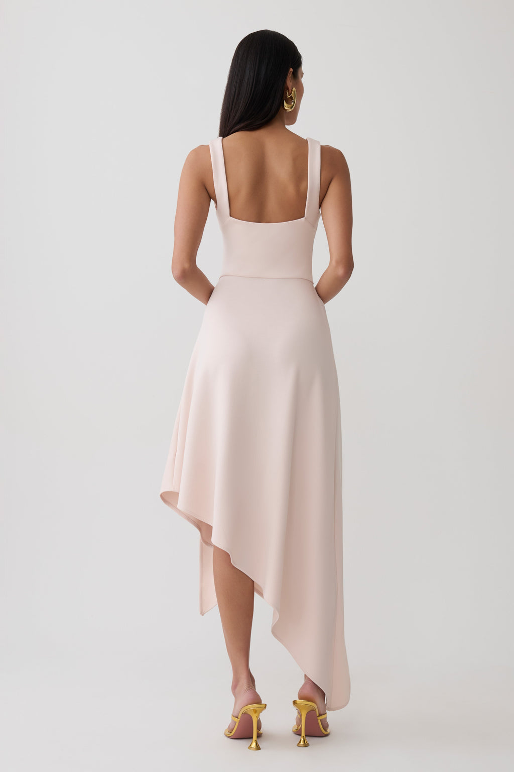 Asymmetric Hem Midi Dress - Muted Pink