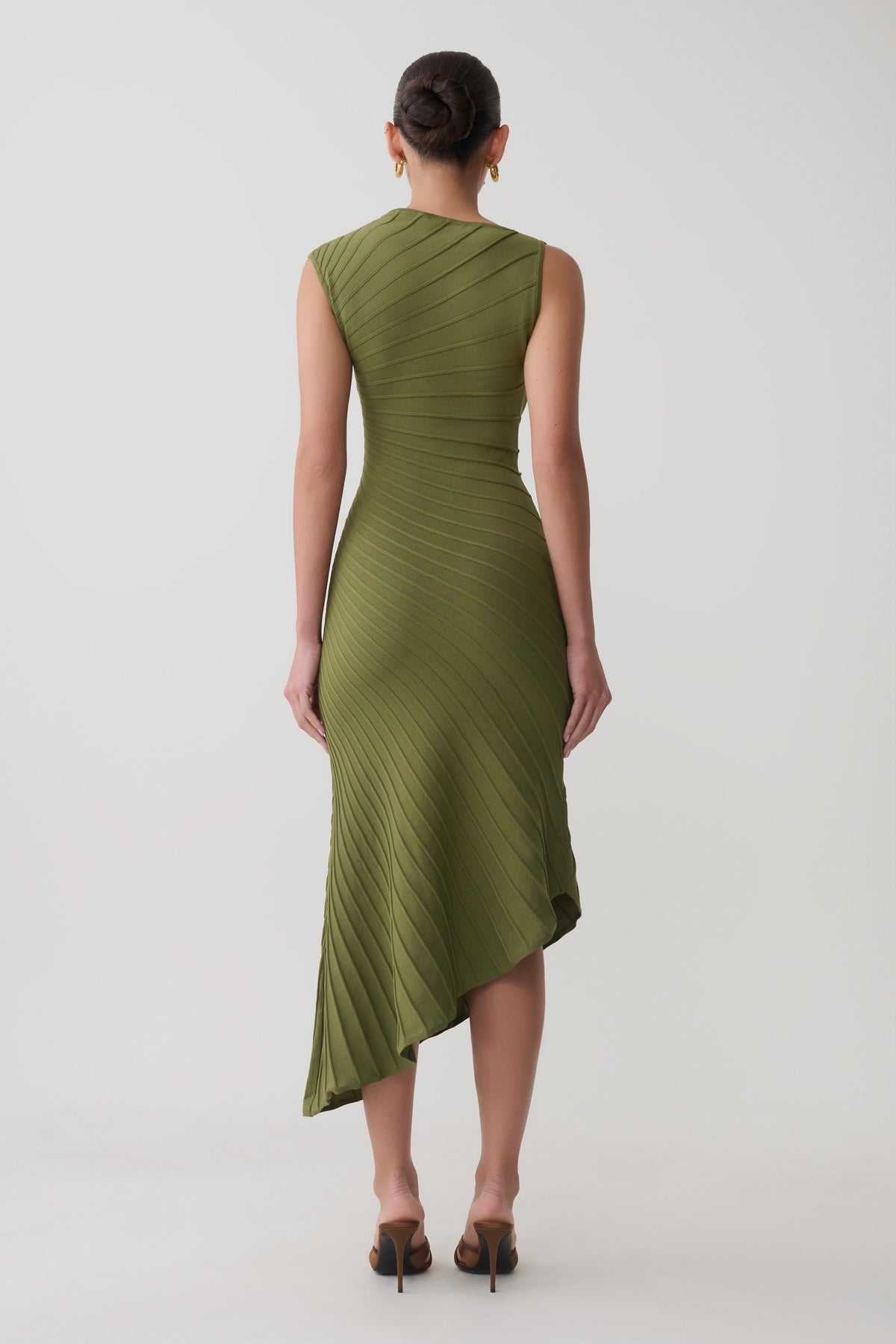 Pleated Knit Dress - Olive