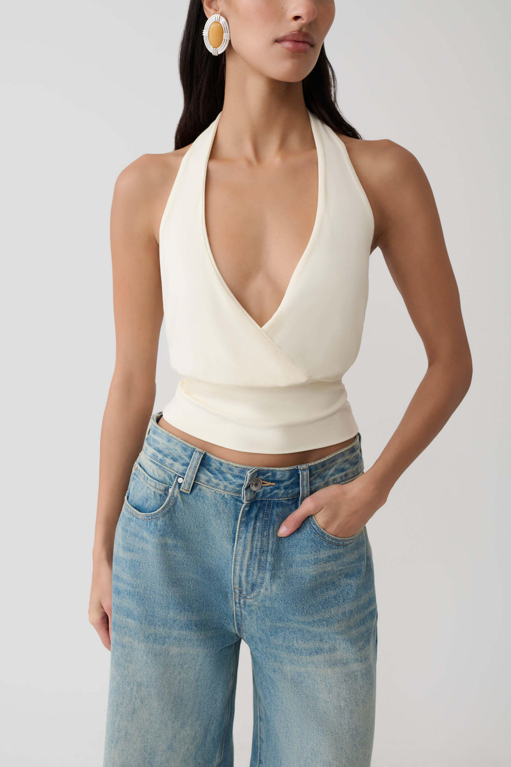 Draped Halter Top - Ivory