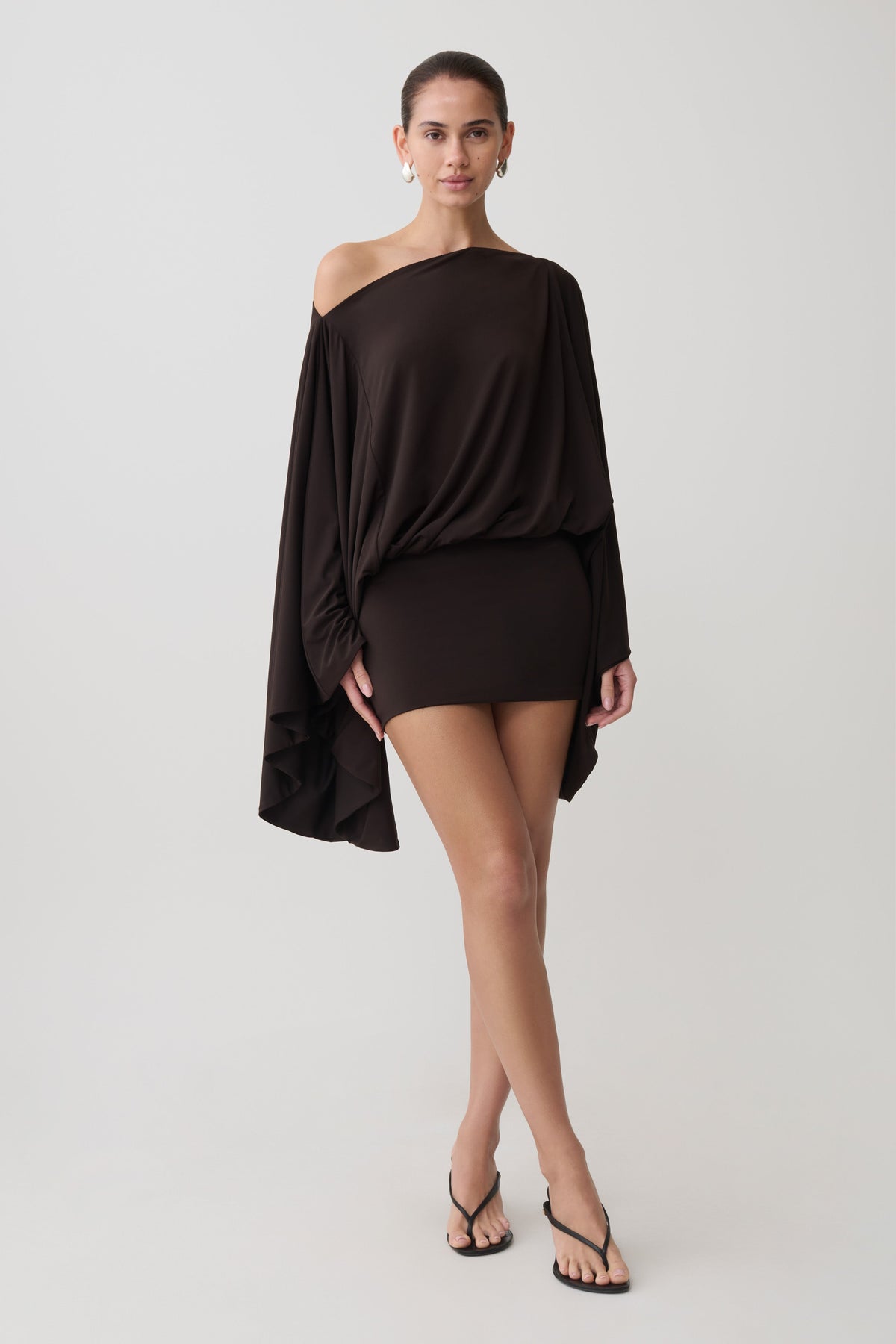 Draped Mini Dress - Dark Chocolate