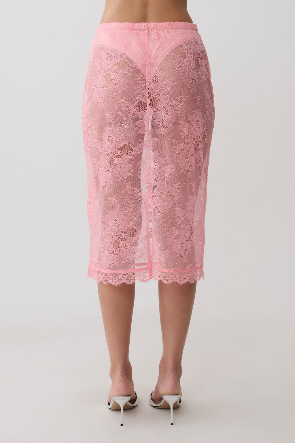 Lace Midi Skirt - Pink
