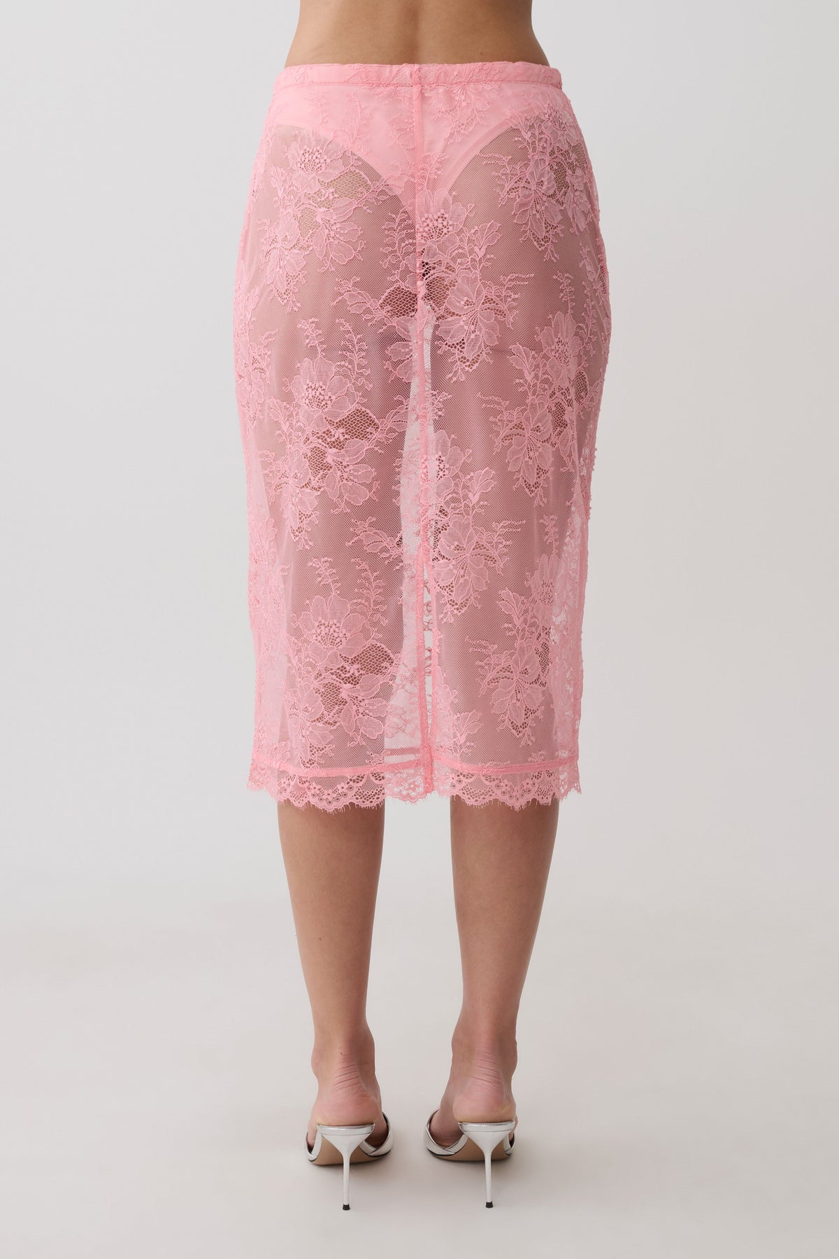 Lace Midi Skirt - Pink
