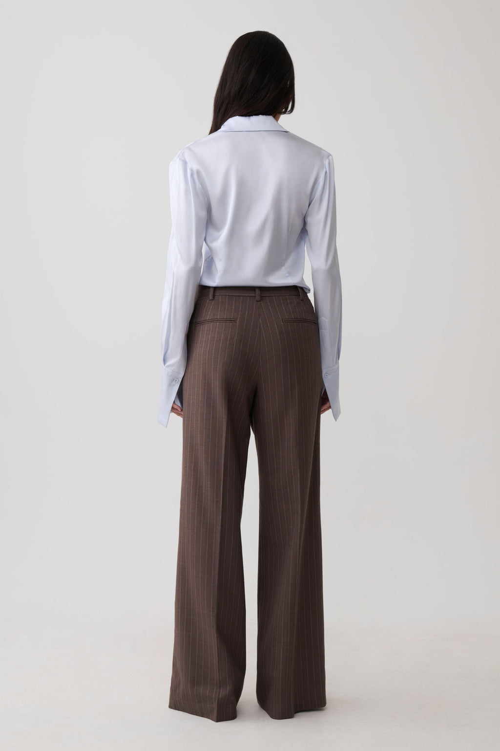 Straight Leg Suiting Pants - Brown Stripe