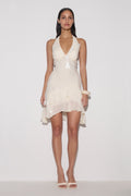 Sequin & Chiffon Mini Dress - Ivory