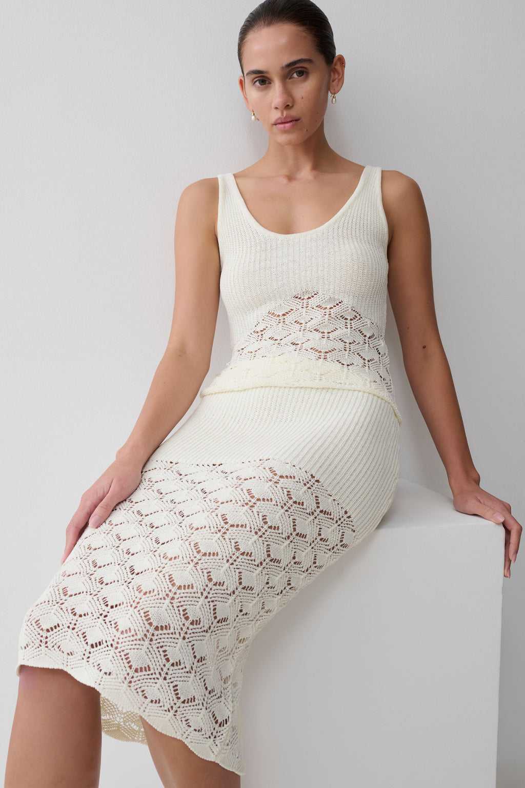 Crochet Knit Top - White