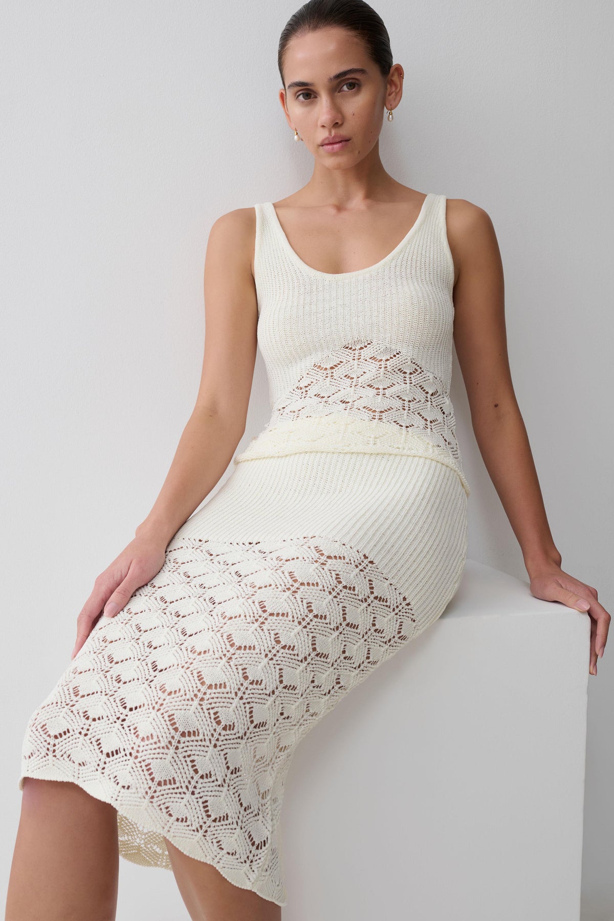Crochet Knit Top - White