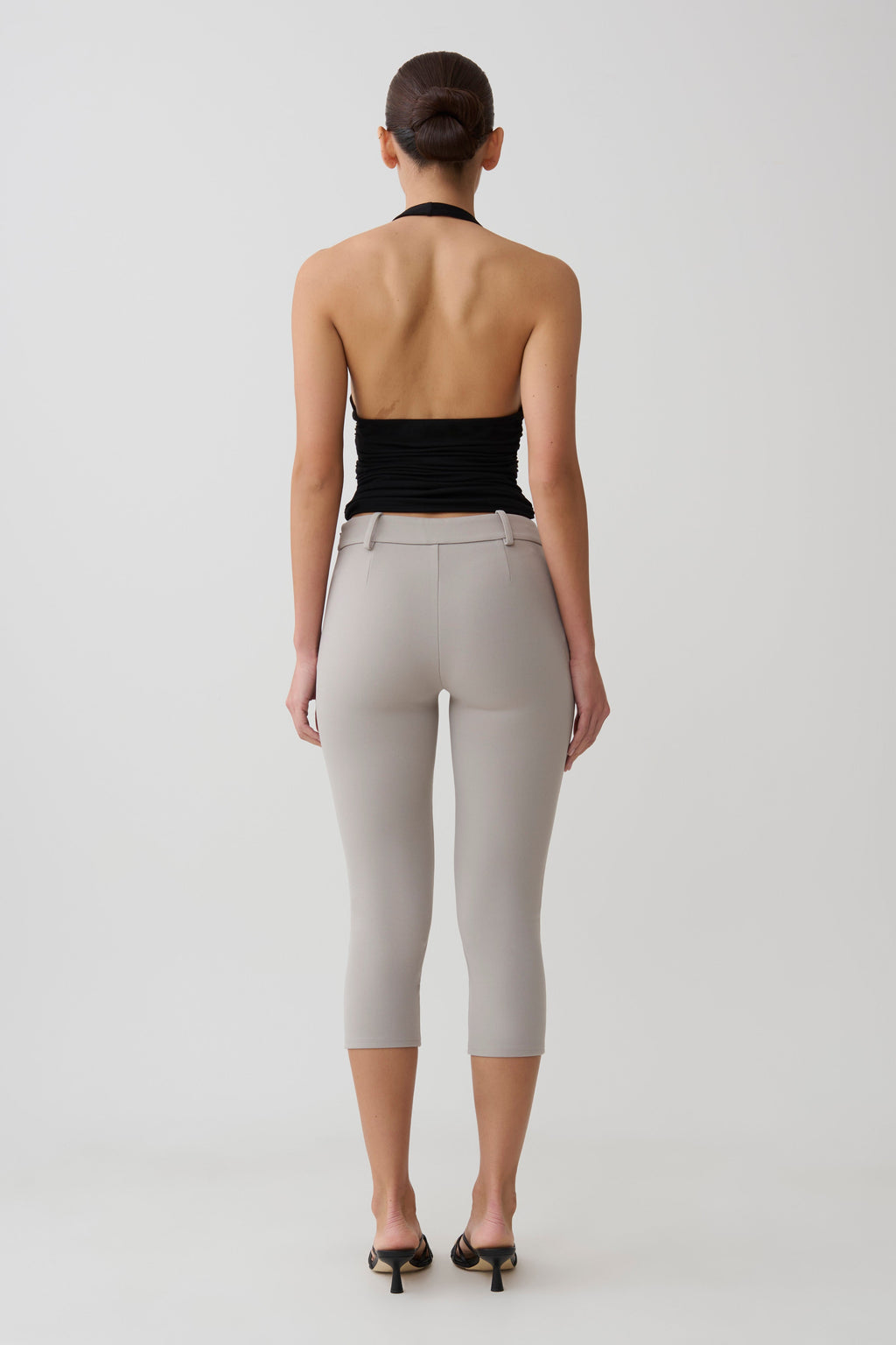 Stretch Crepe Capri Pants - Grey