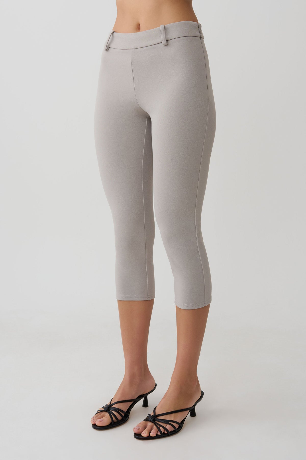 Stretch Crepe Capri Pants - Grey