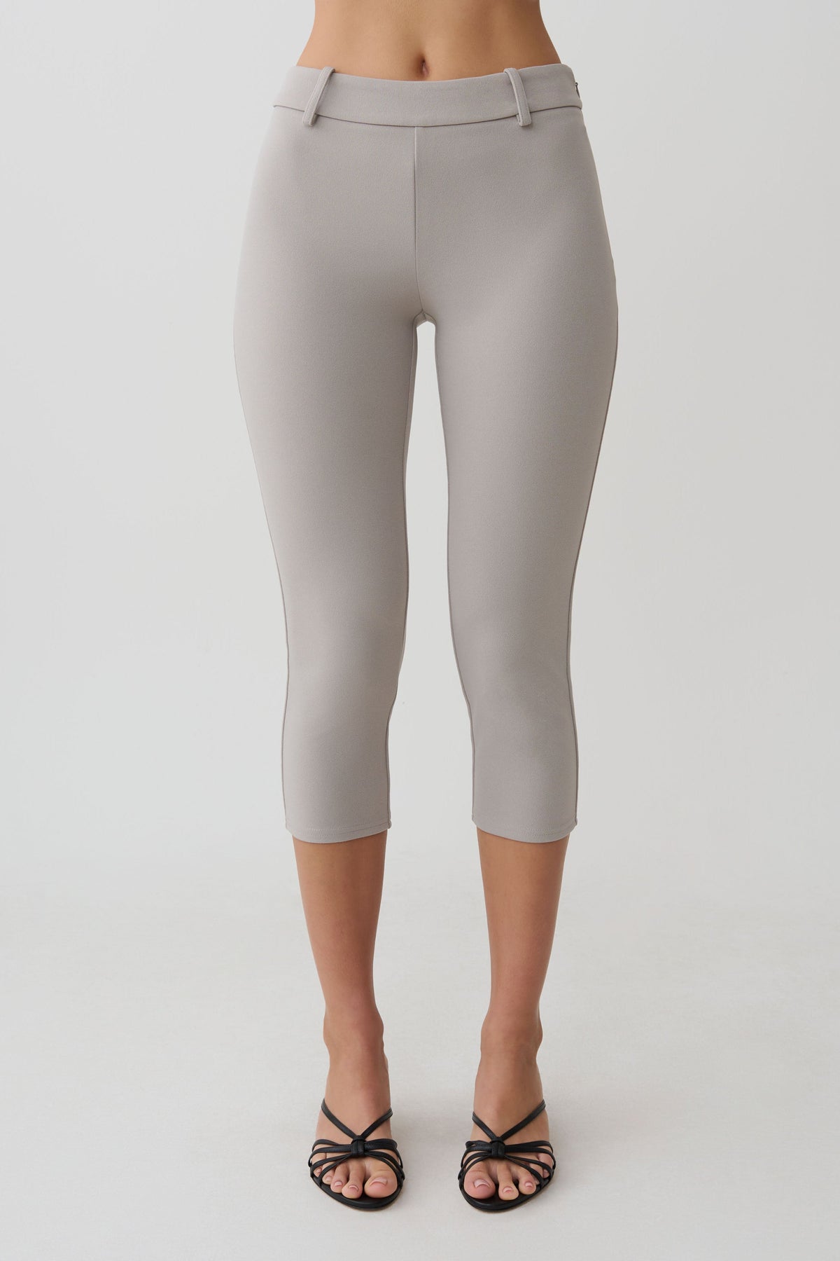 Stretch Crepe Capri Pants - Grey