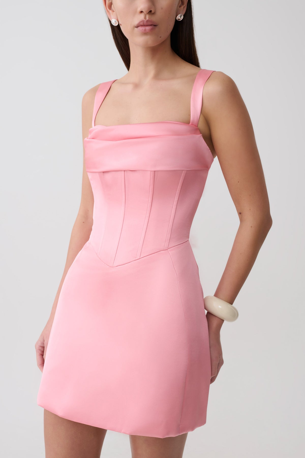Satin Corset Mini Dress - Pink