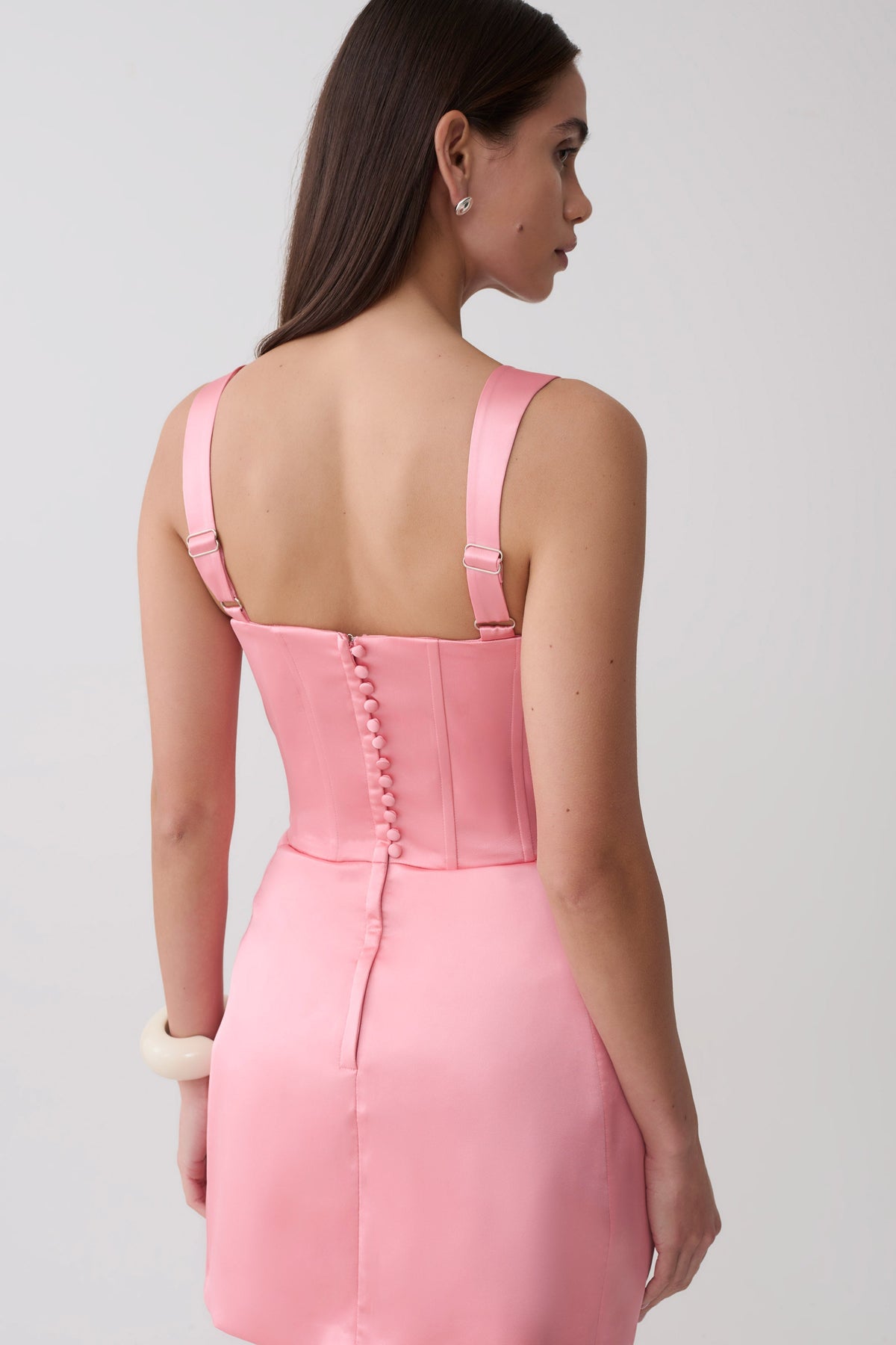 Satin Corset Mini Dress - Pink
