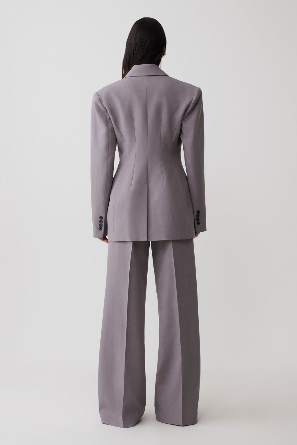 Double Breasted Blazer - Light Grey Marle