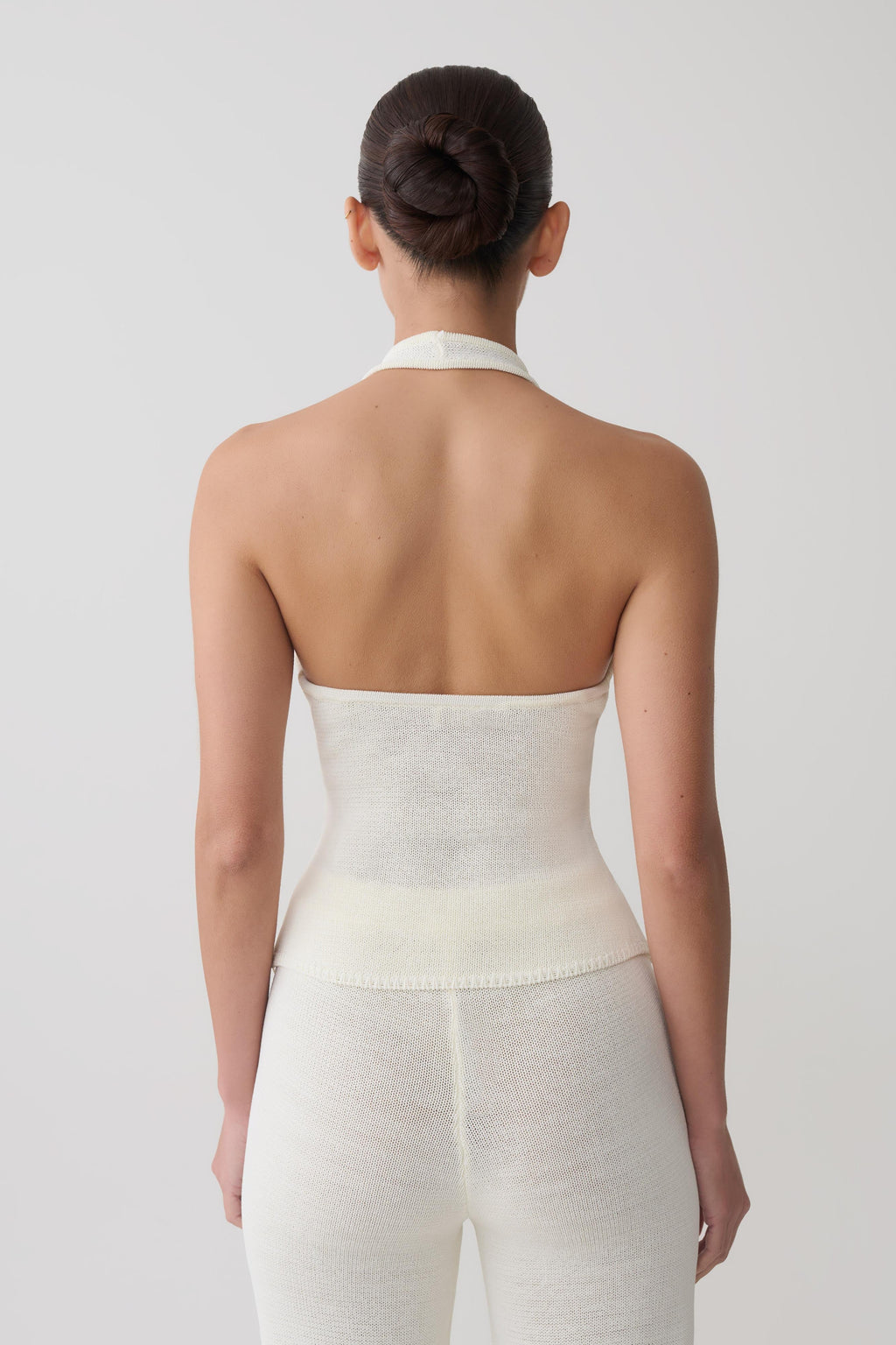 Crochet Halter Longline Top - Ivory