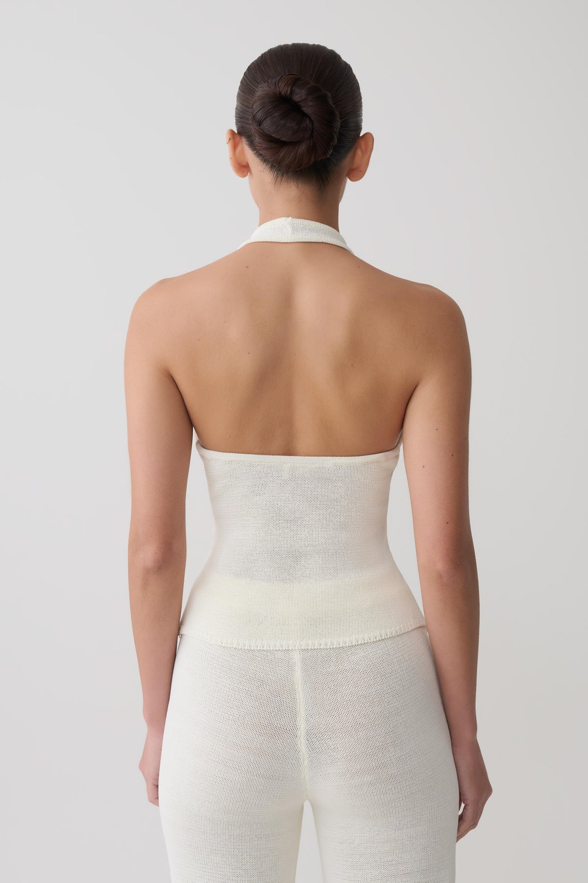 Crochet Halter Longline Top - Ivory