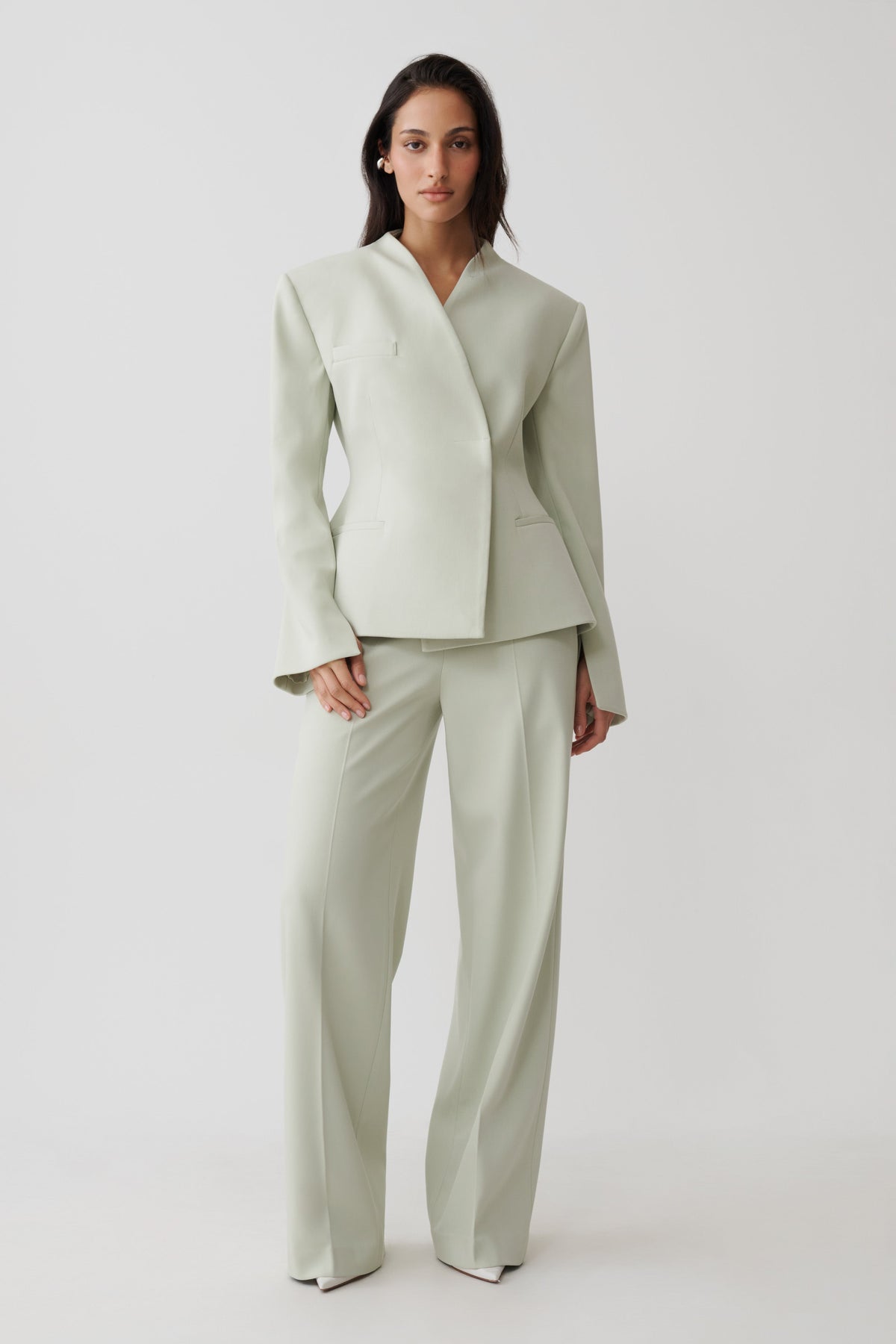 Suiting Straight Leg Pants - Sage
