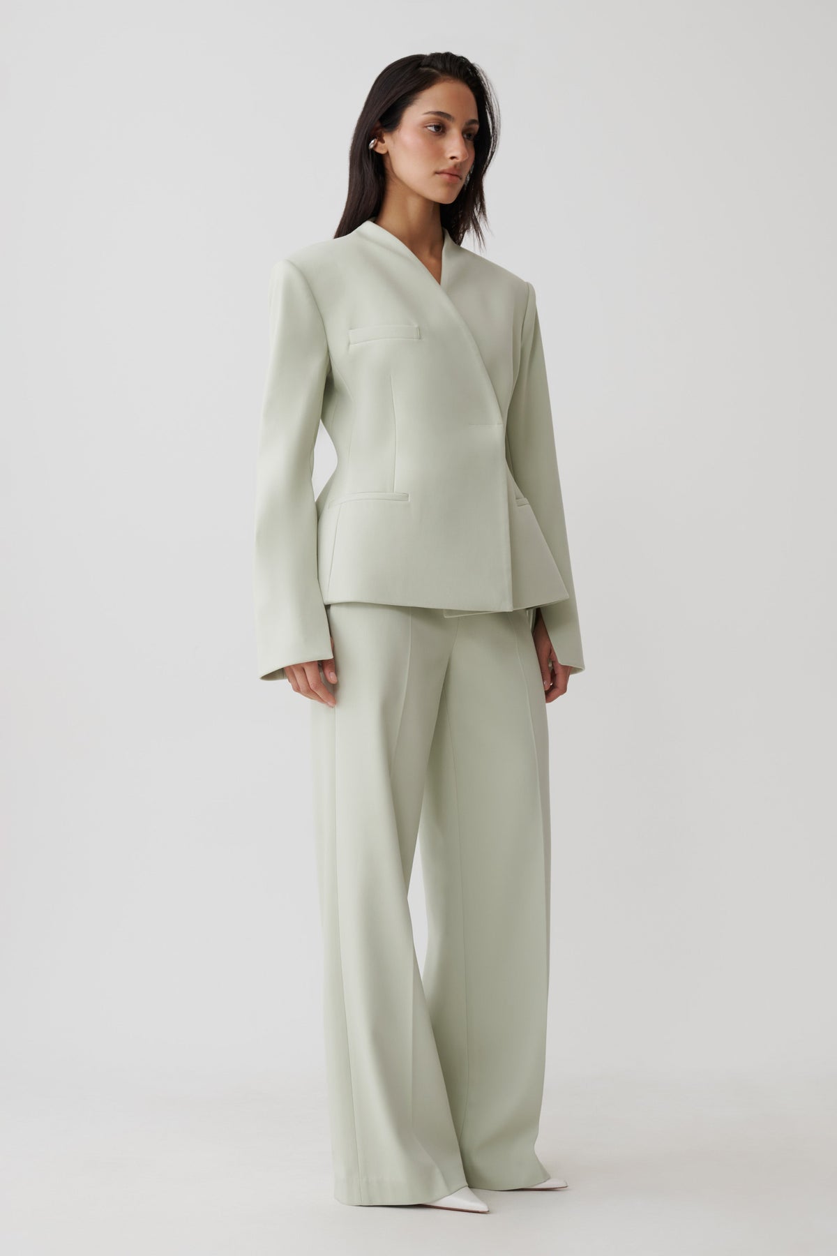 Suiting Straight Leg Pants - Sage