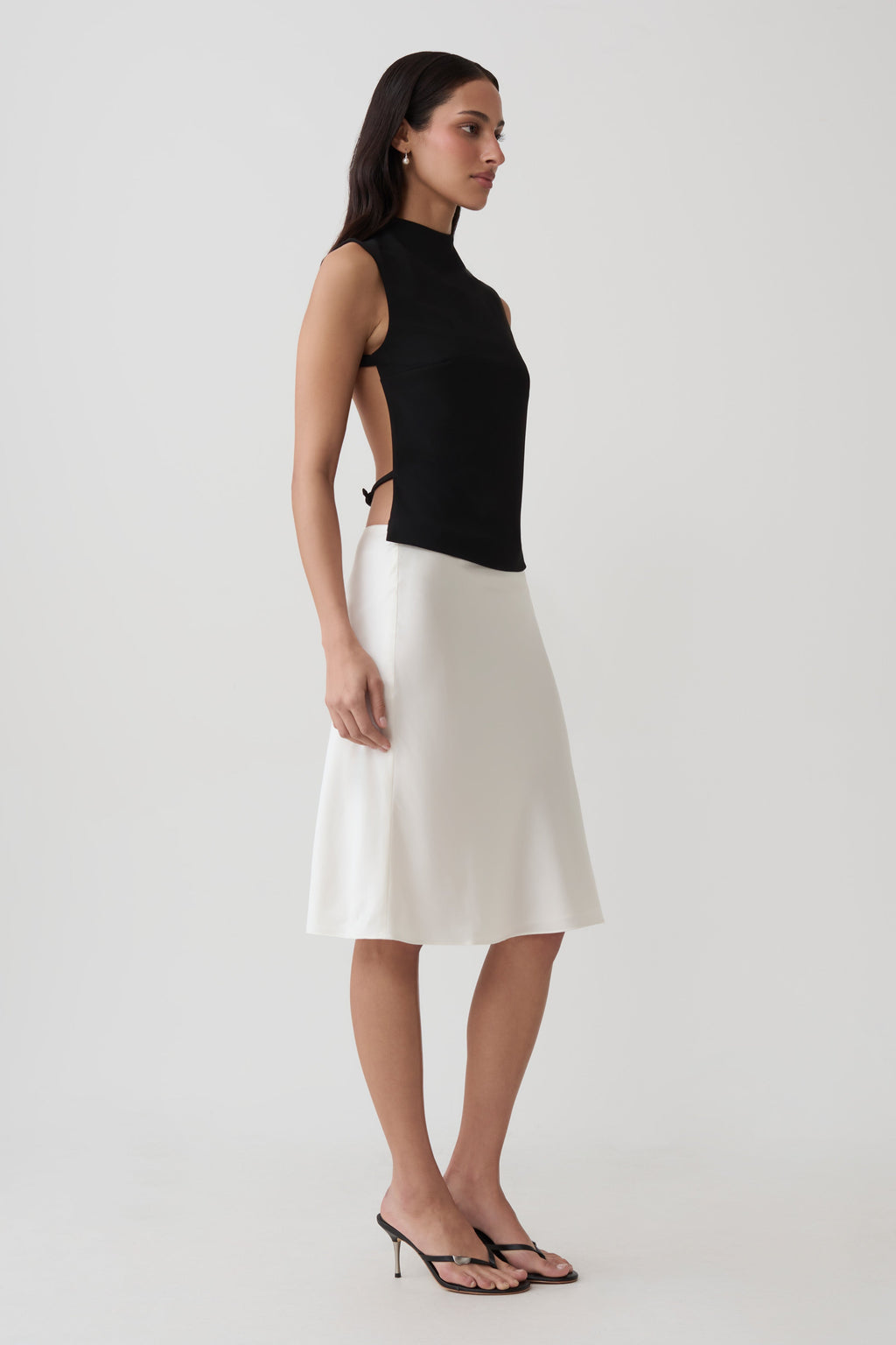 Silk Blend Midi Skirt - Ivory