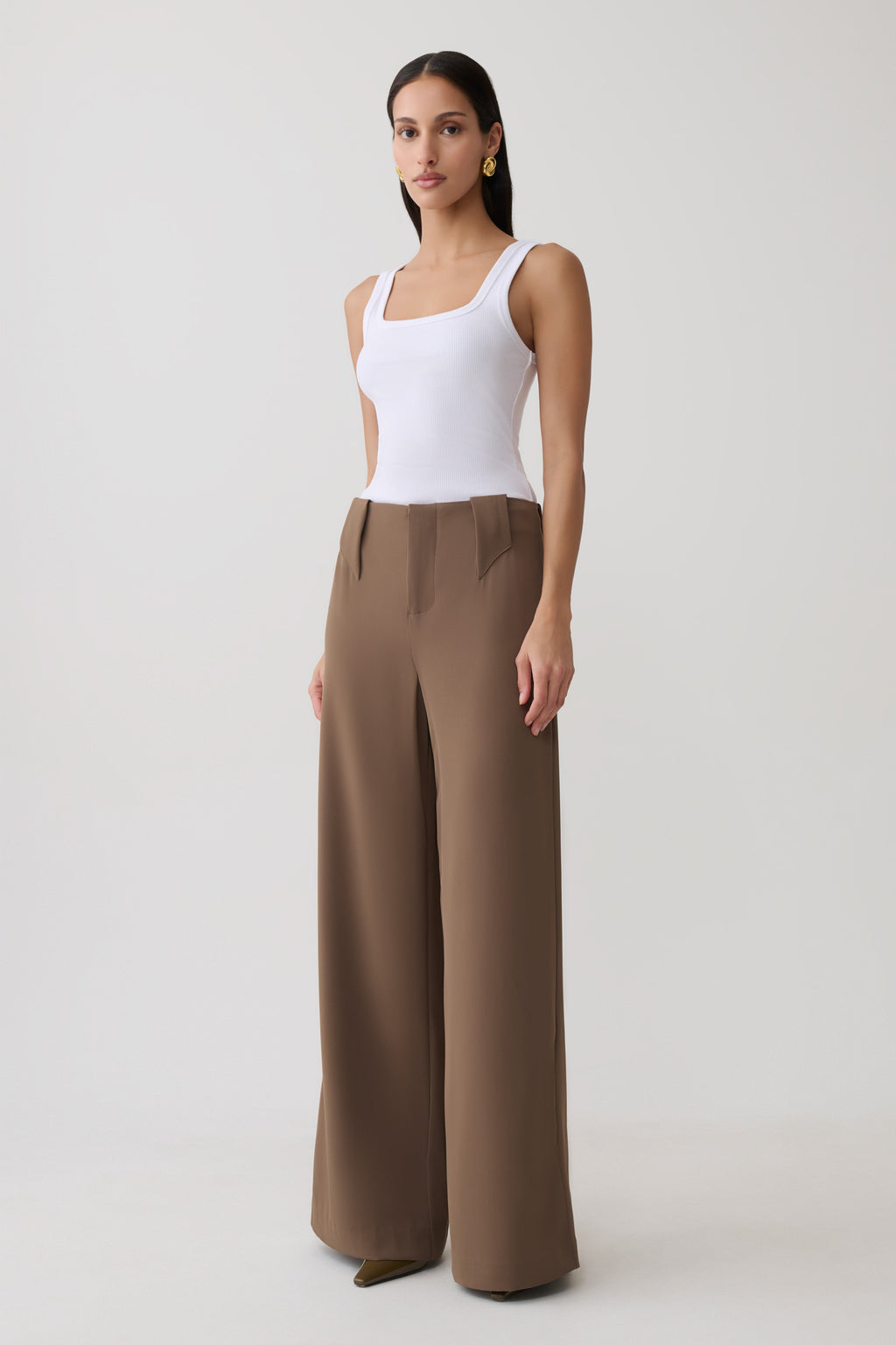 Wide Leg Suiting Trouser - Cacao Brown