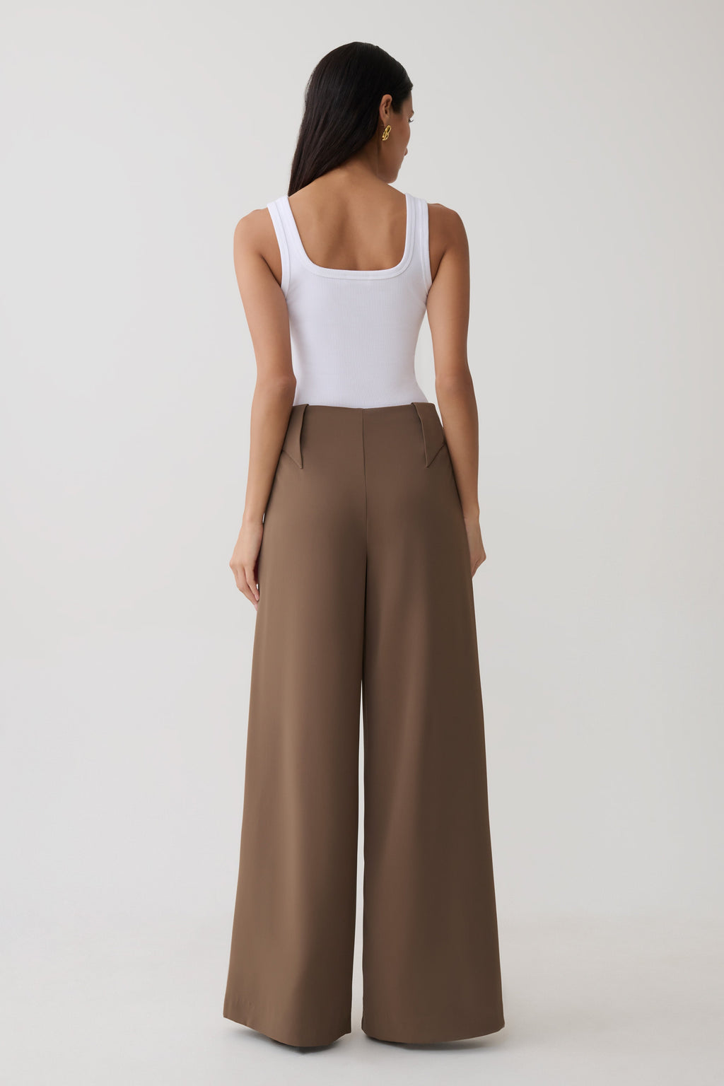 Wide Leg Suiting Trouser - Cacao Brown
