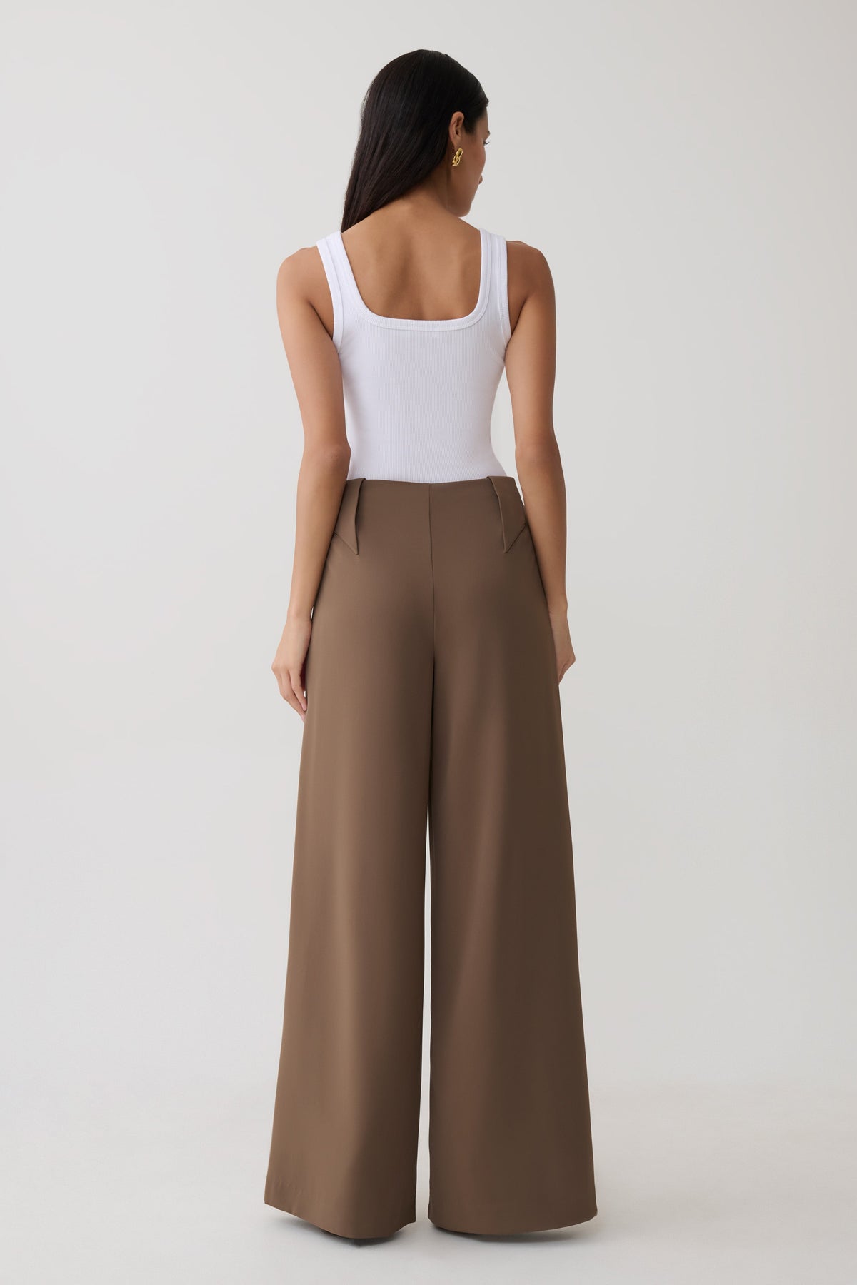Wide Leg Suiting Trouser - Cacao Brown