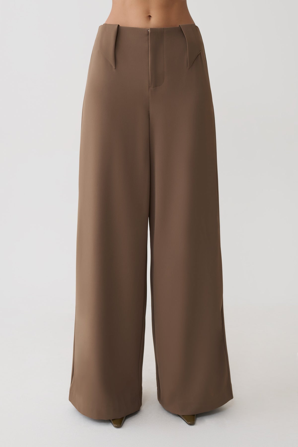 Wide Leg Suiting Trouser - Cacao Brown