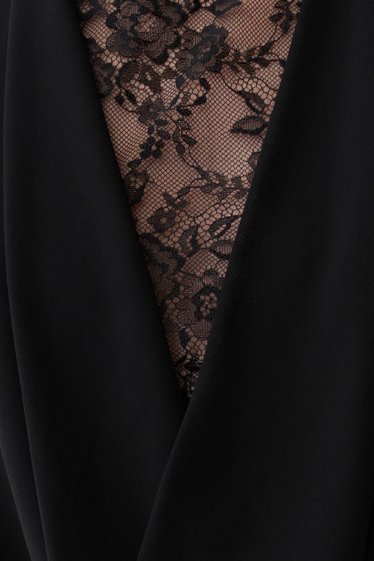 Chiffon & Lace Halter Top - Black