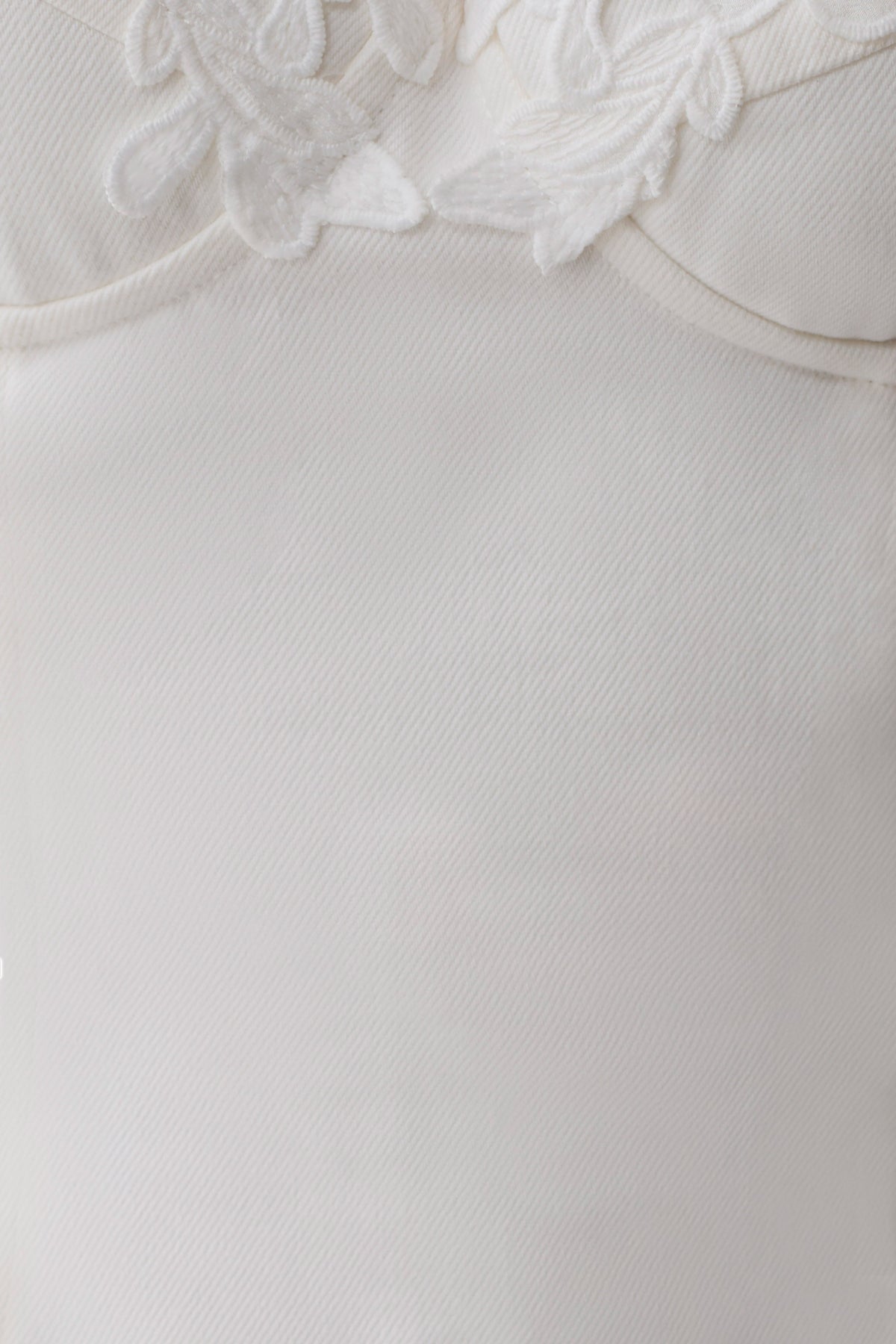 Applique Denim Bustier Mini Dress - White