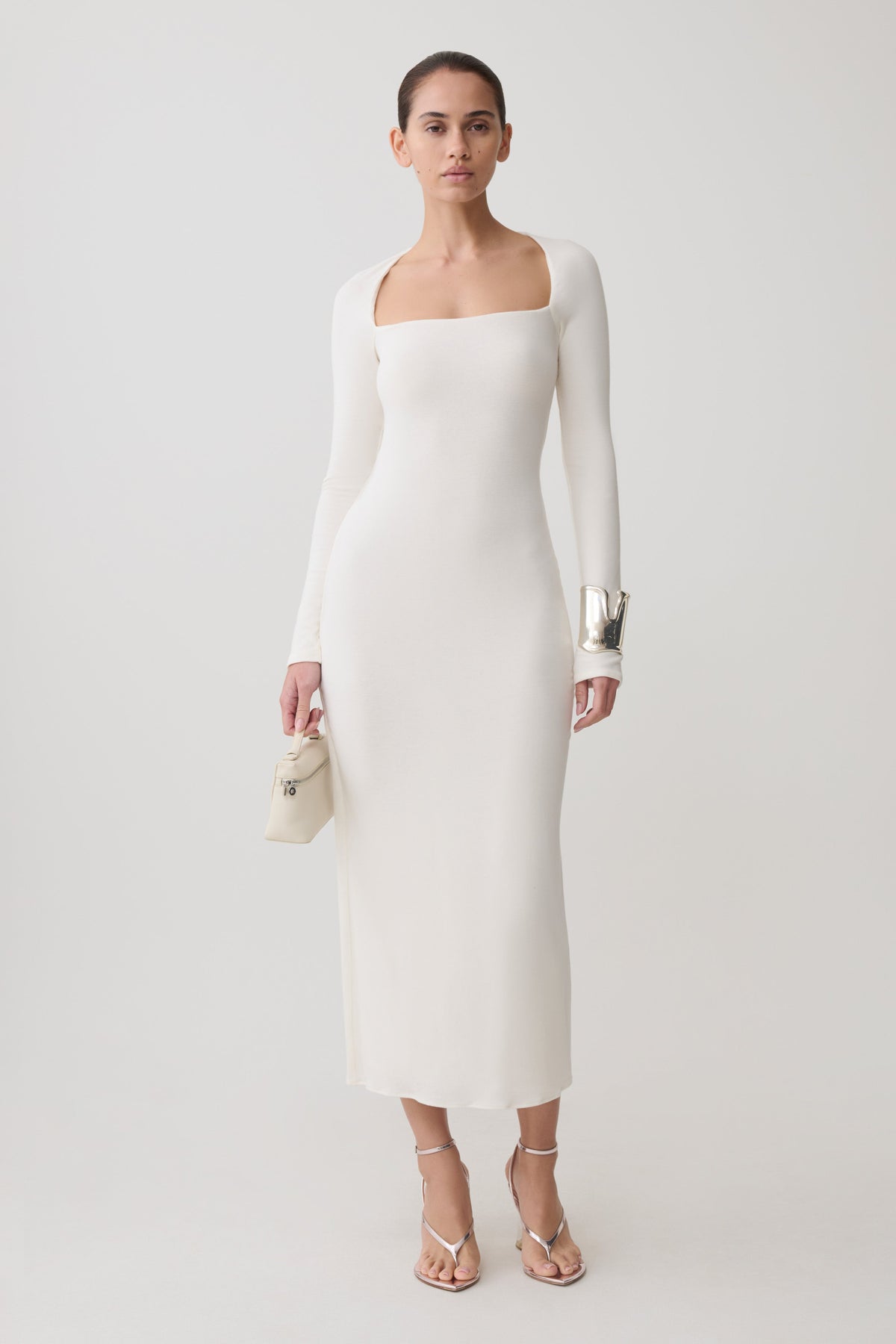 Long Sleeve Midi Dress - White