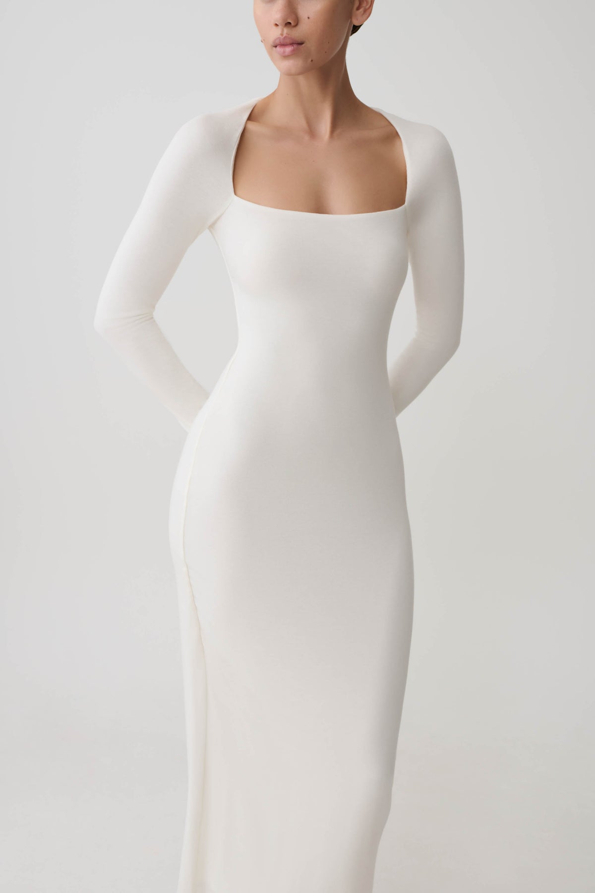 Long Sleeve Midi Dress - White