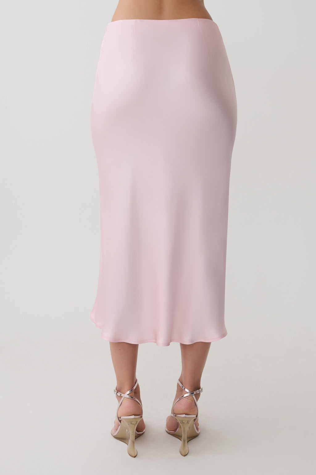 Satin Midi Skirt - Pale Pink