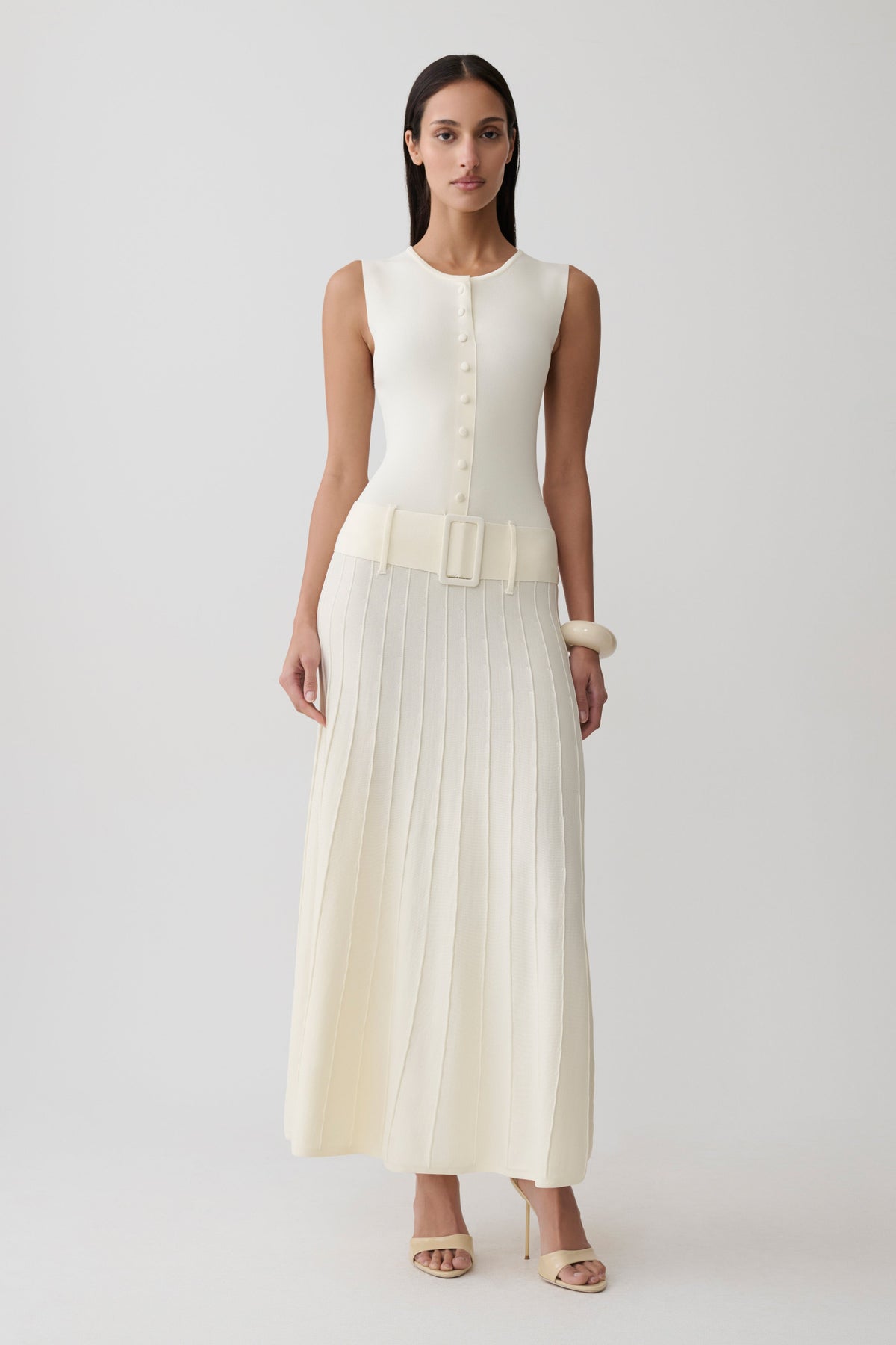 Pleated Midi Dress - Ivory