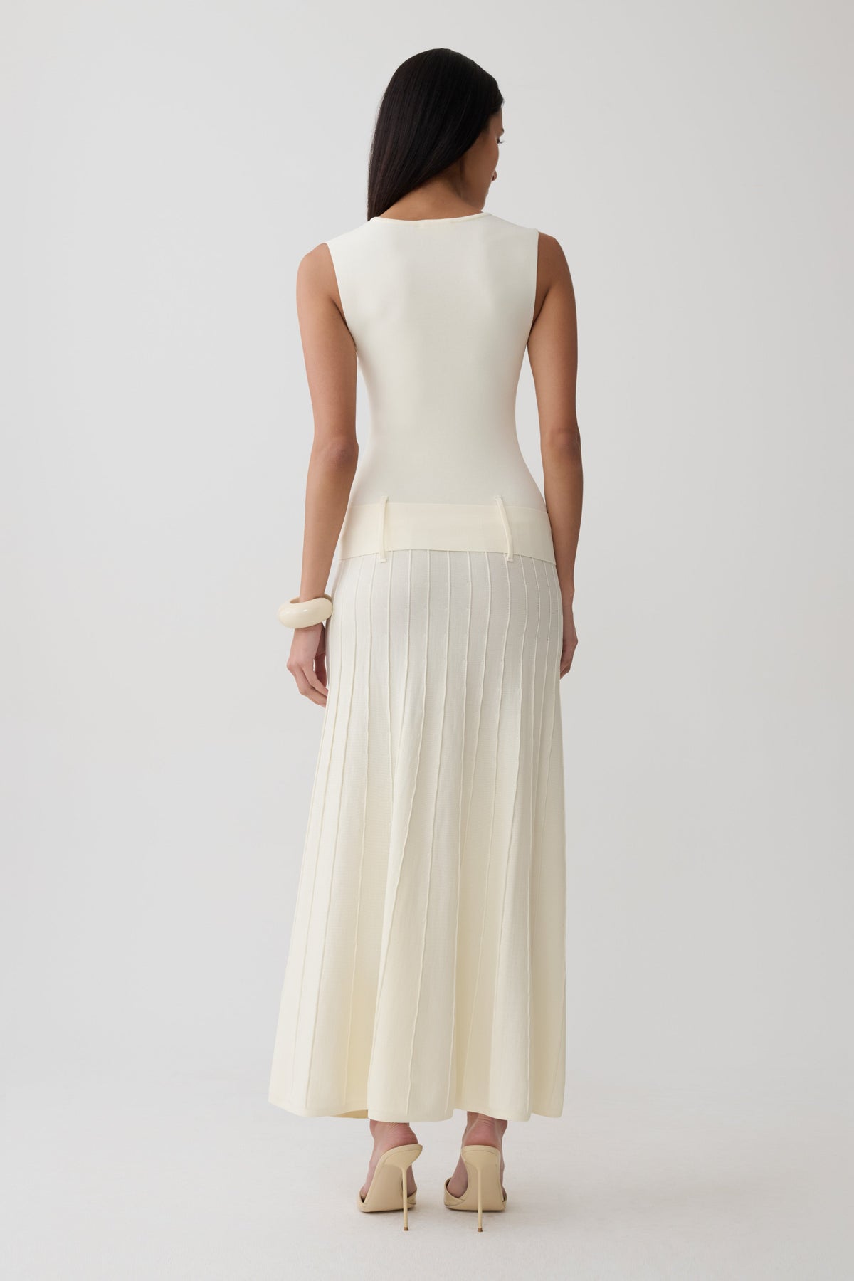 Pleated Midi Dress - Ivory