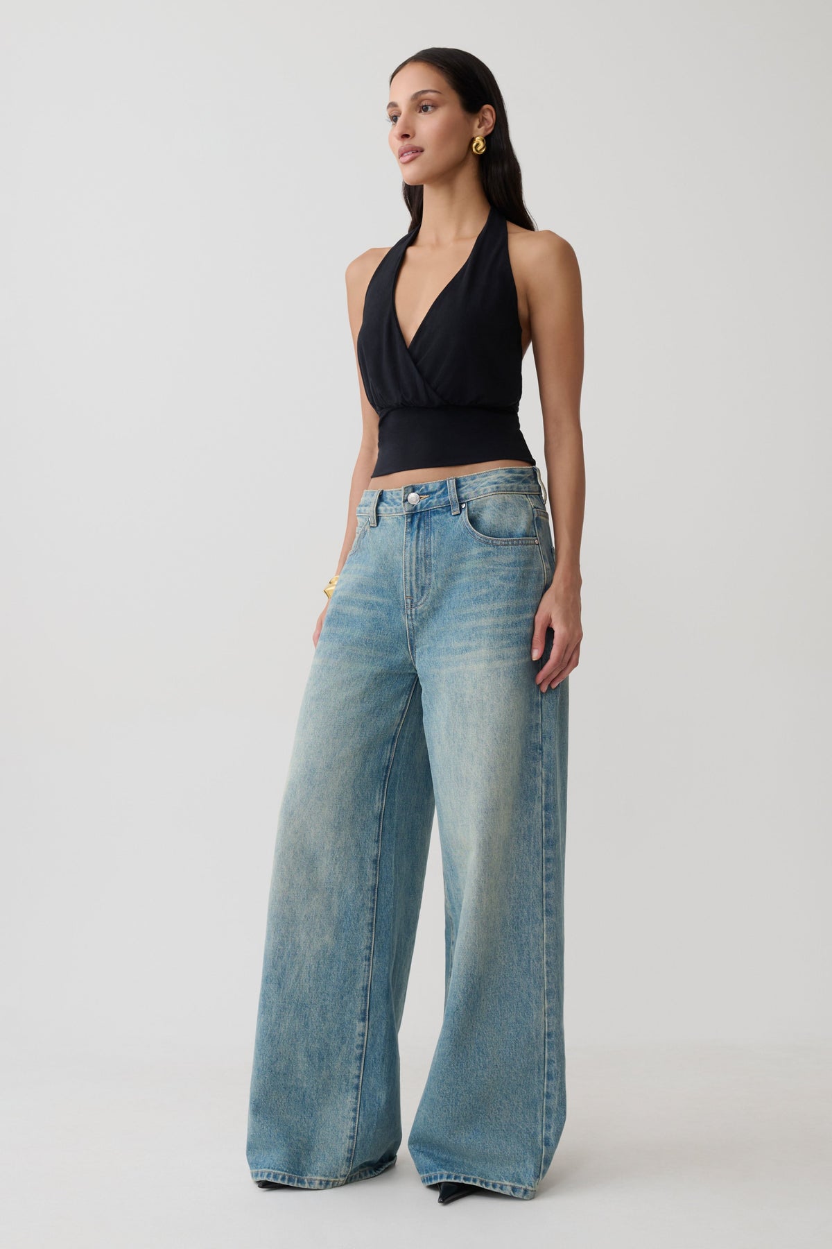 Draped Halter Top - Black