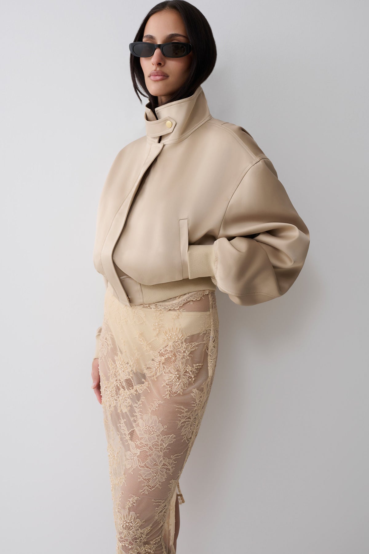 Satin Bomber Jacket - Blush Rose Gold