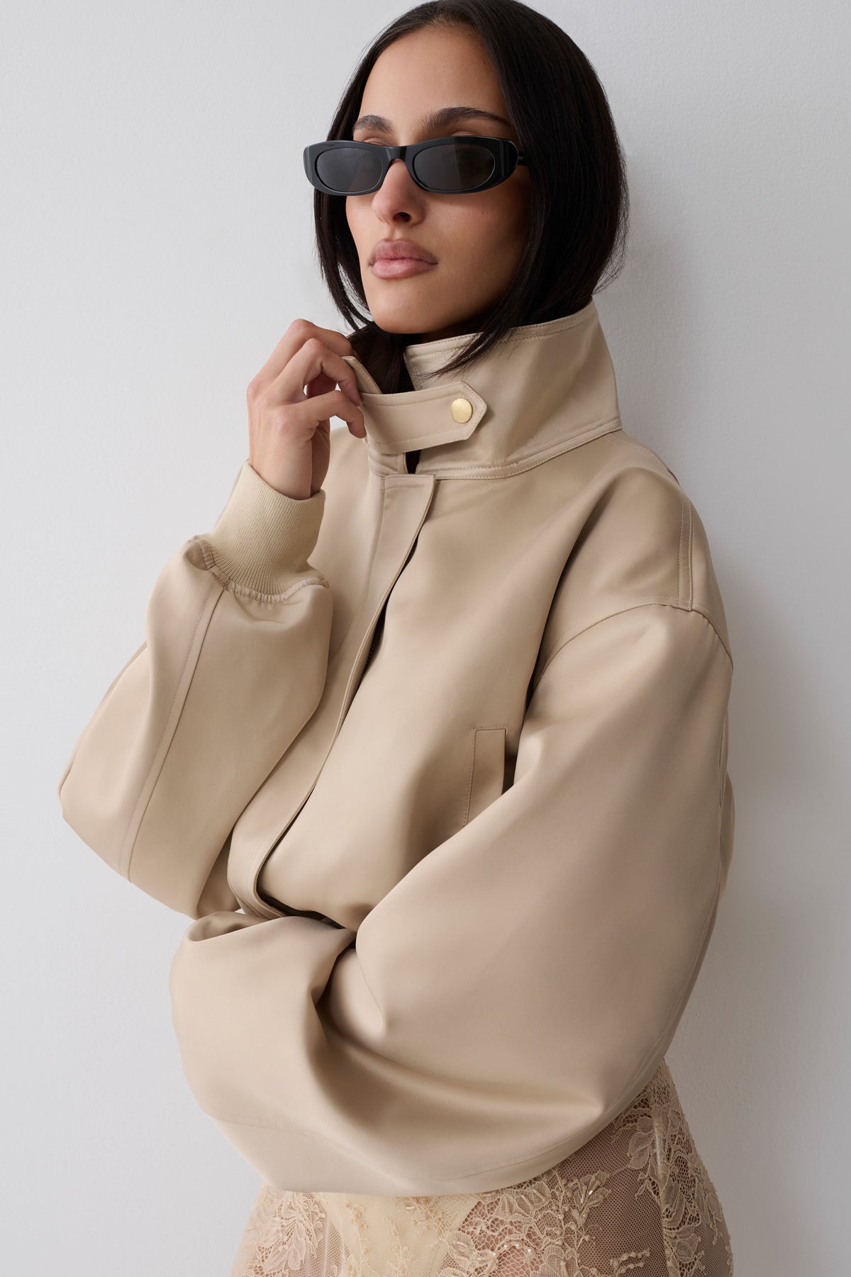 Satin Bomber Jacket - Blush Rose Gold