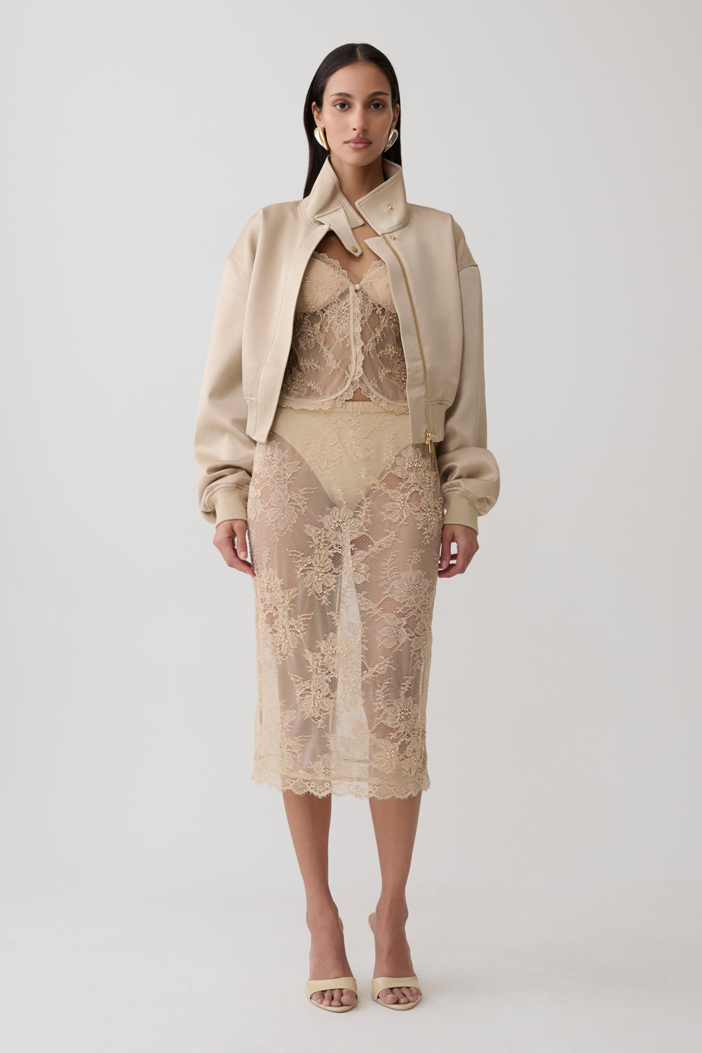 Satin Bomber Jacket - Blush Rose Gold