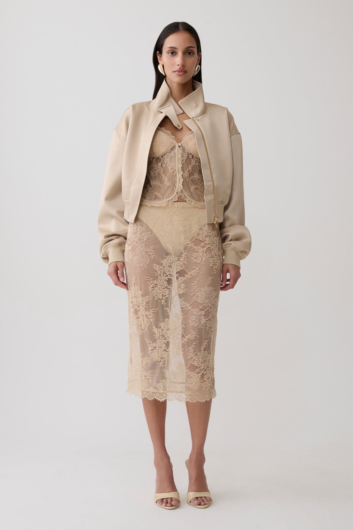 Satin Bomber Jacket - Blush Rose Gold