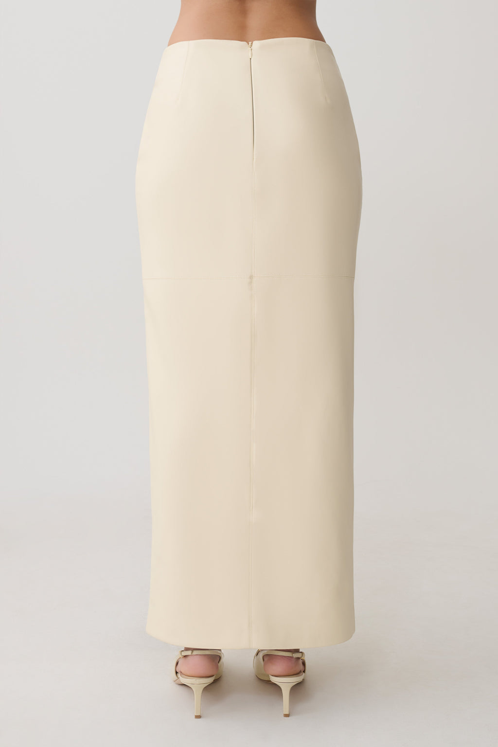 Faux Leather Maxi Skirt - Bone