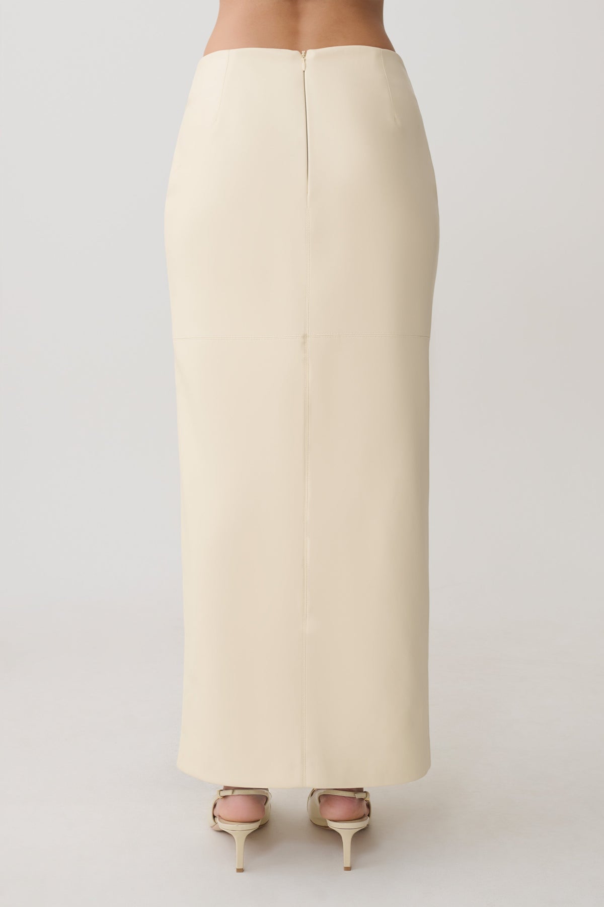 Faux Leather Maxi Skirt - Bone