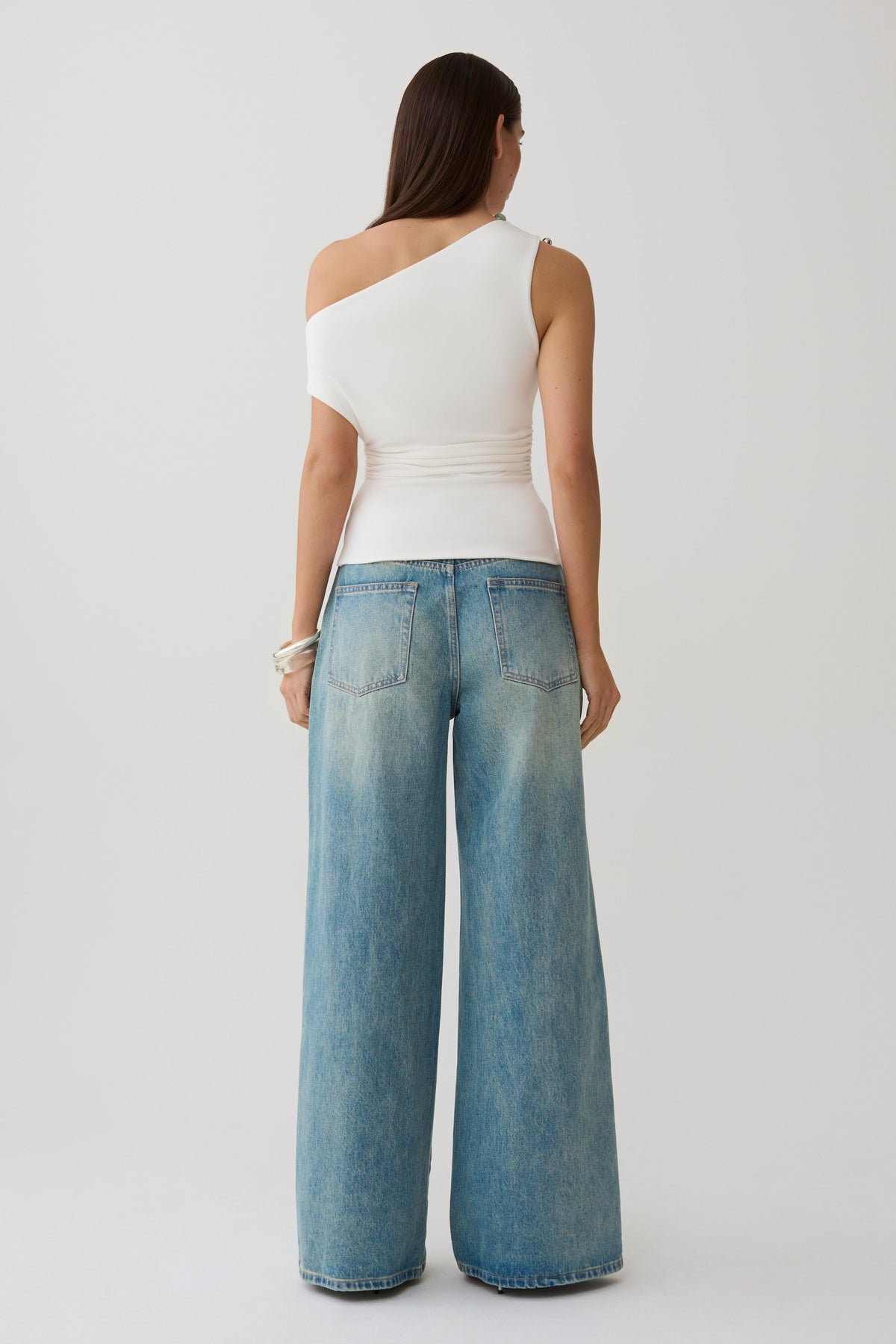 Short Sleeve Draped Hardware Top - Ivory