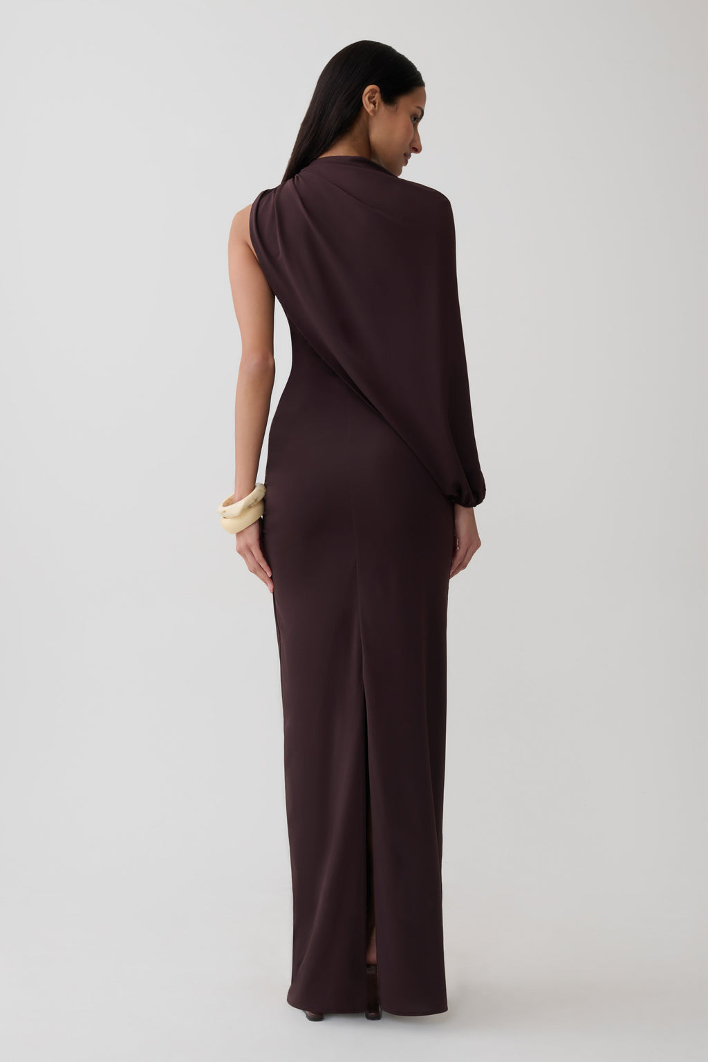 Gather Sleeve Maxi Dress - Chocolate