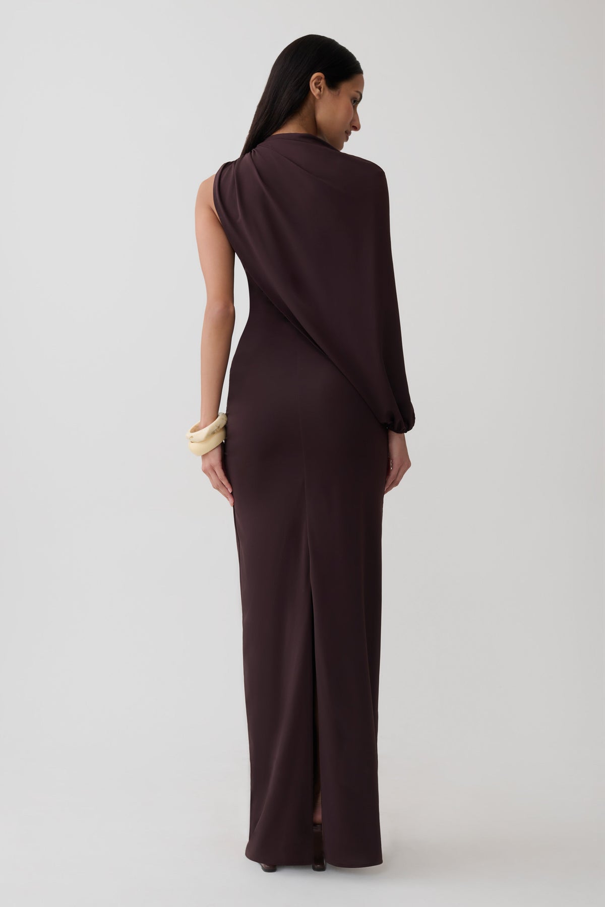 Gather Sleeve Maxi Dress - Chocolate