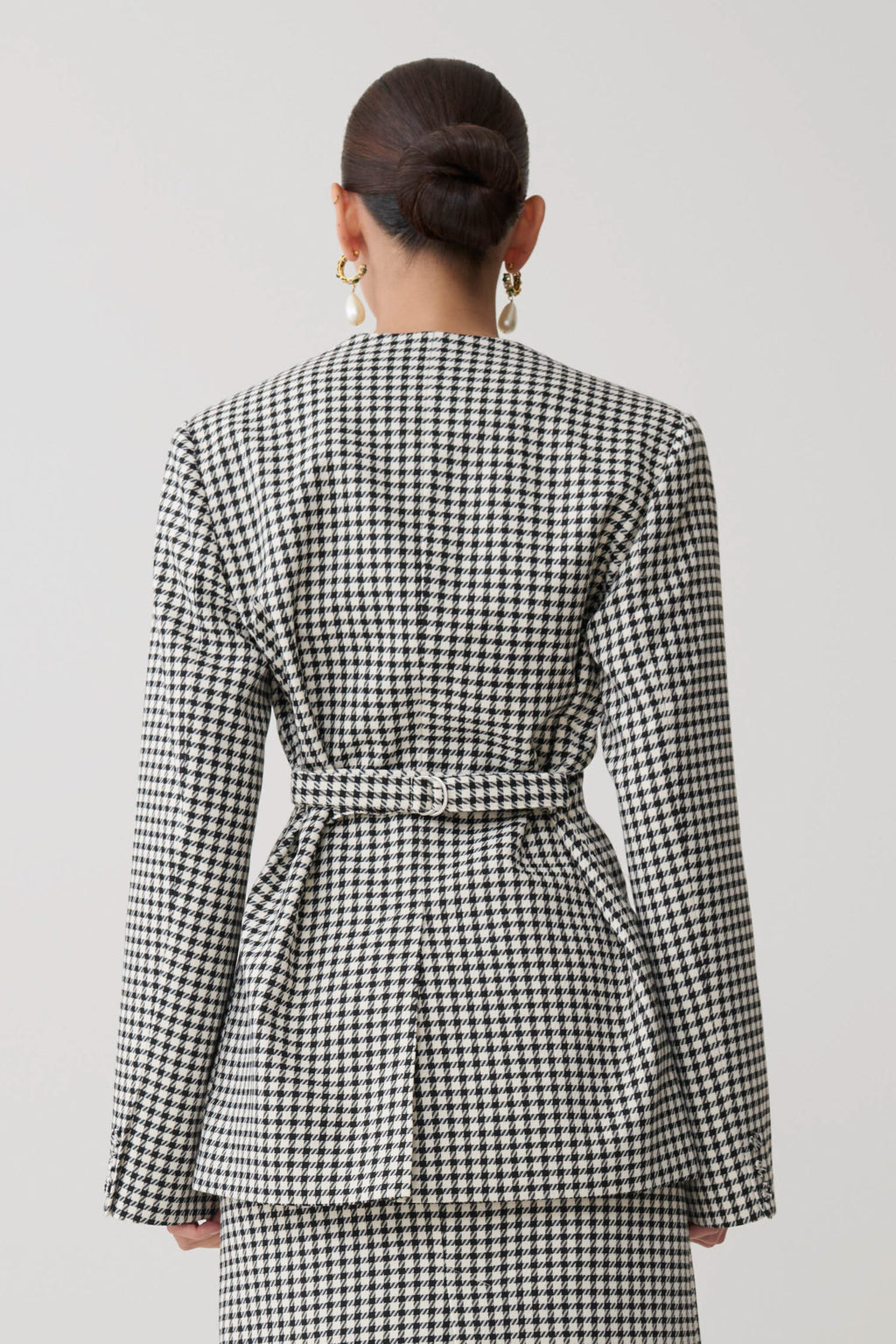 Drop Shoulder Suiting Blazer - Houndstooth
