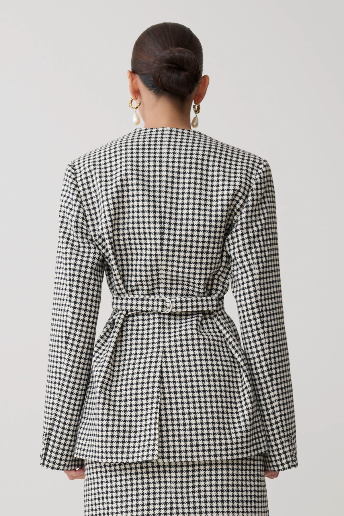 Drop Shoulder Suiting Blazer - Houndstooth